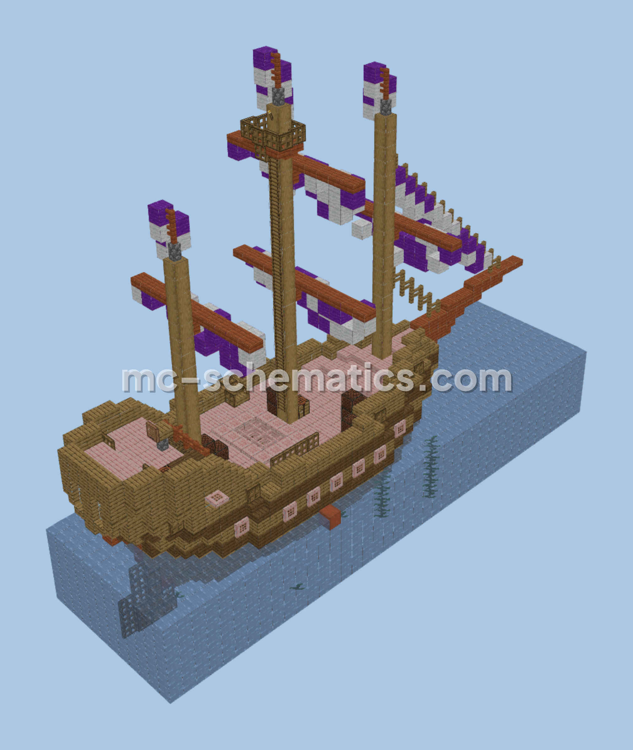 Medieval Ship 2 Large Scale Build Minecraft schematic preview