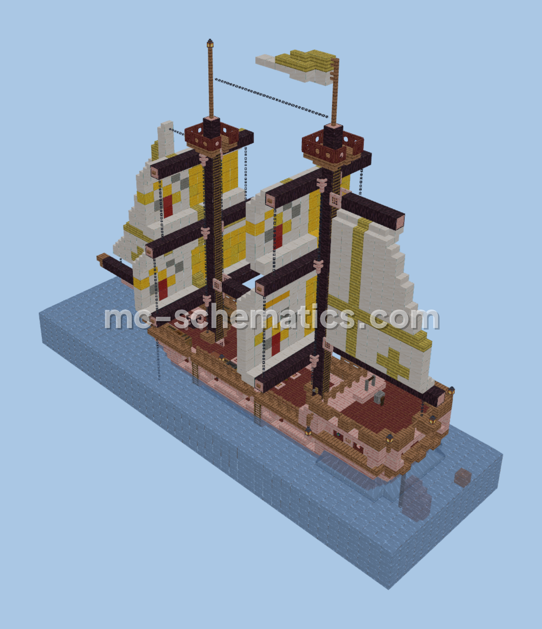 Medieval Ship Schematic File Minecraft schematic preview