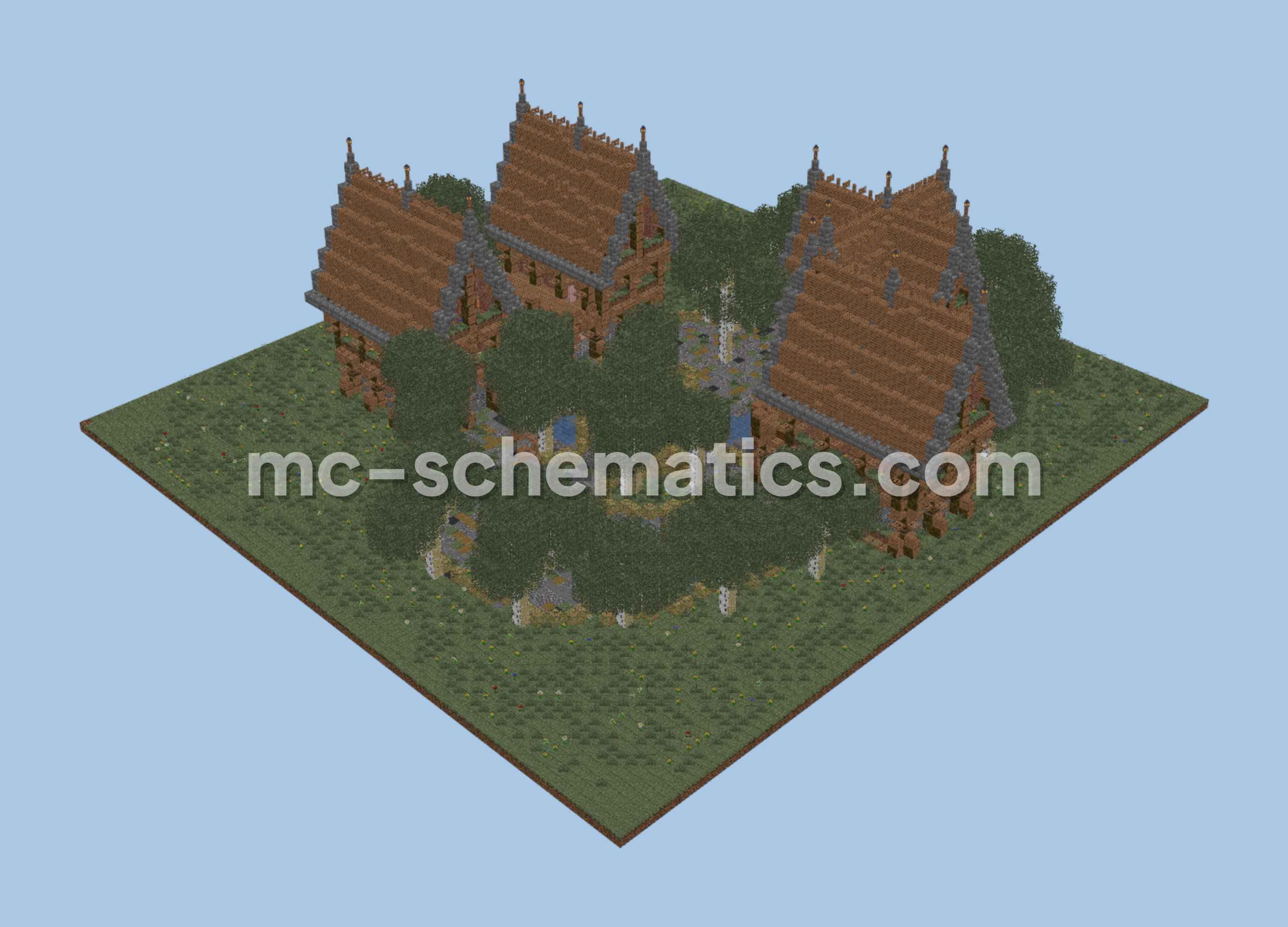 Medieval Spawn Hub Structure Minecraft schematic preview