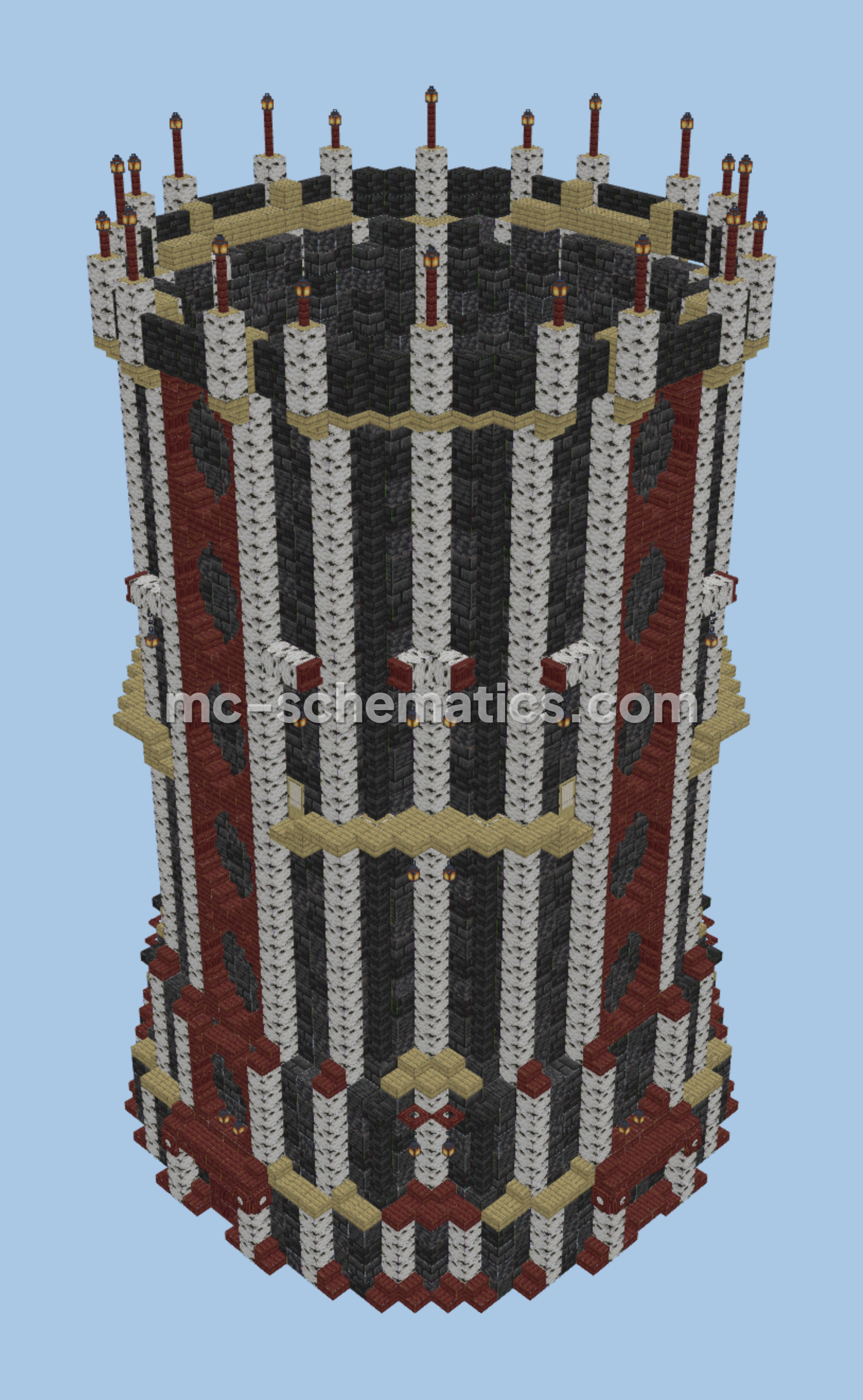 Medieval Tower With Sugar Cane Farm Minecraft schematic preview