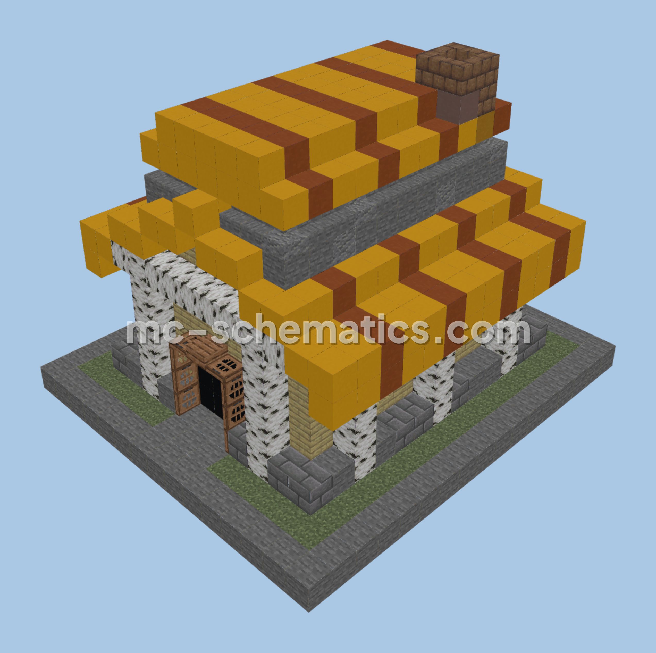 Medieval Town Hall Level 3 Clash of Clans Minecraft schematic preview
