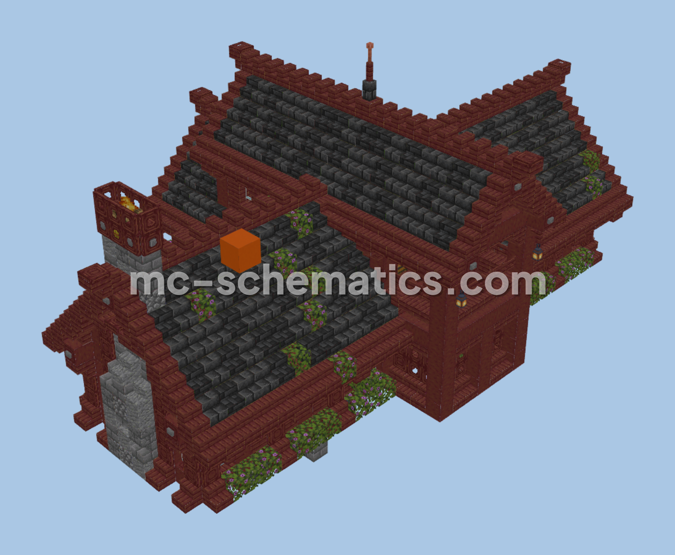 Medieval Trading Hall Structure Minecraft schematic preview
