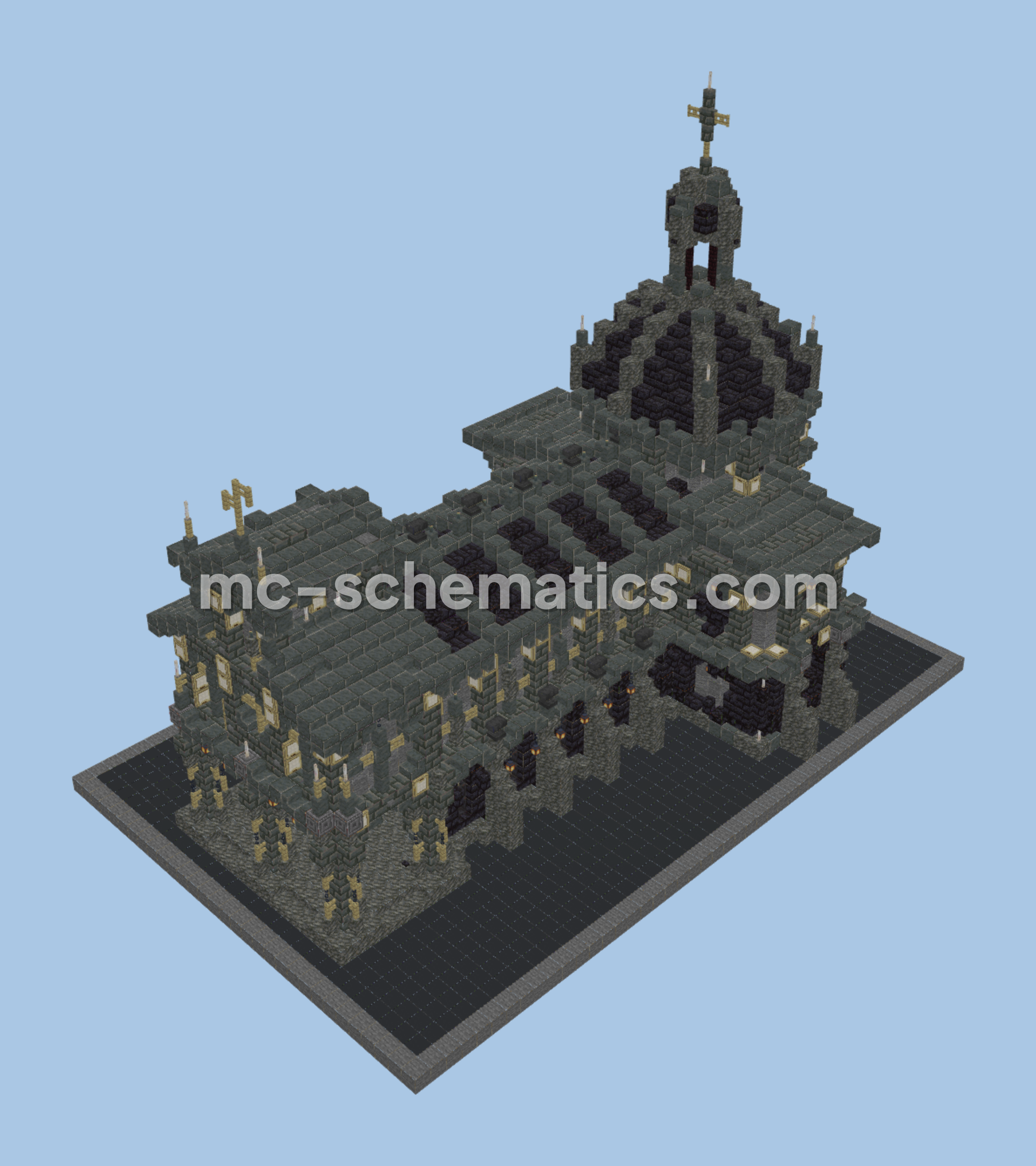 Medieval Tuff Bricks Church Minecraft schematic preview
