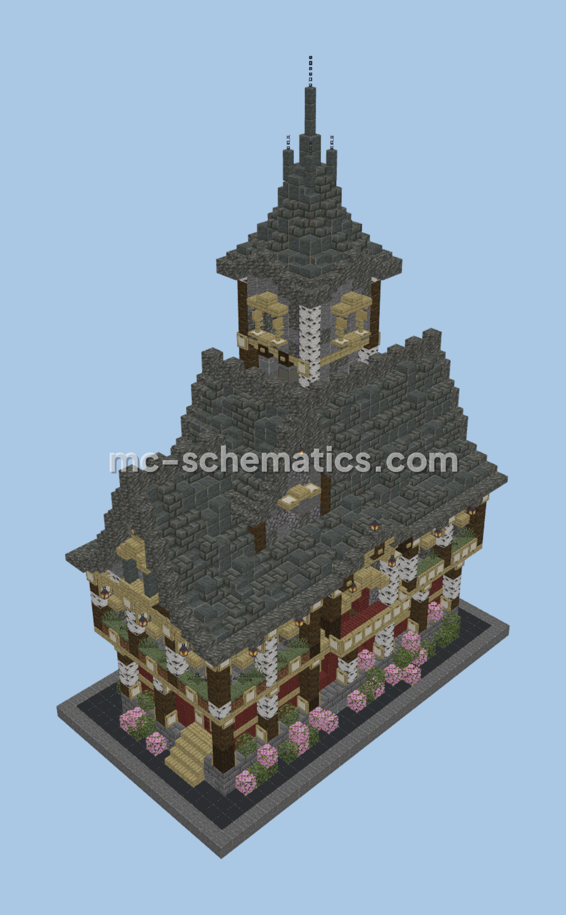 Medieval Tuff Bricks Town Hall Minecraft schematic preview