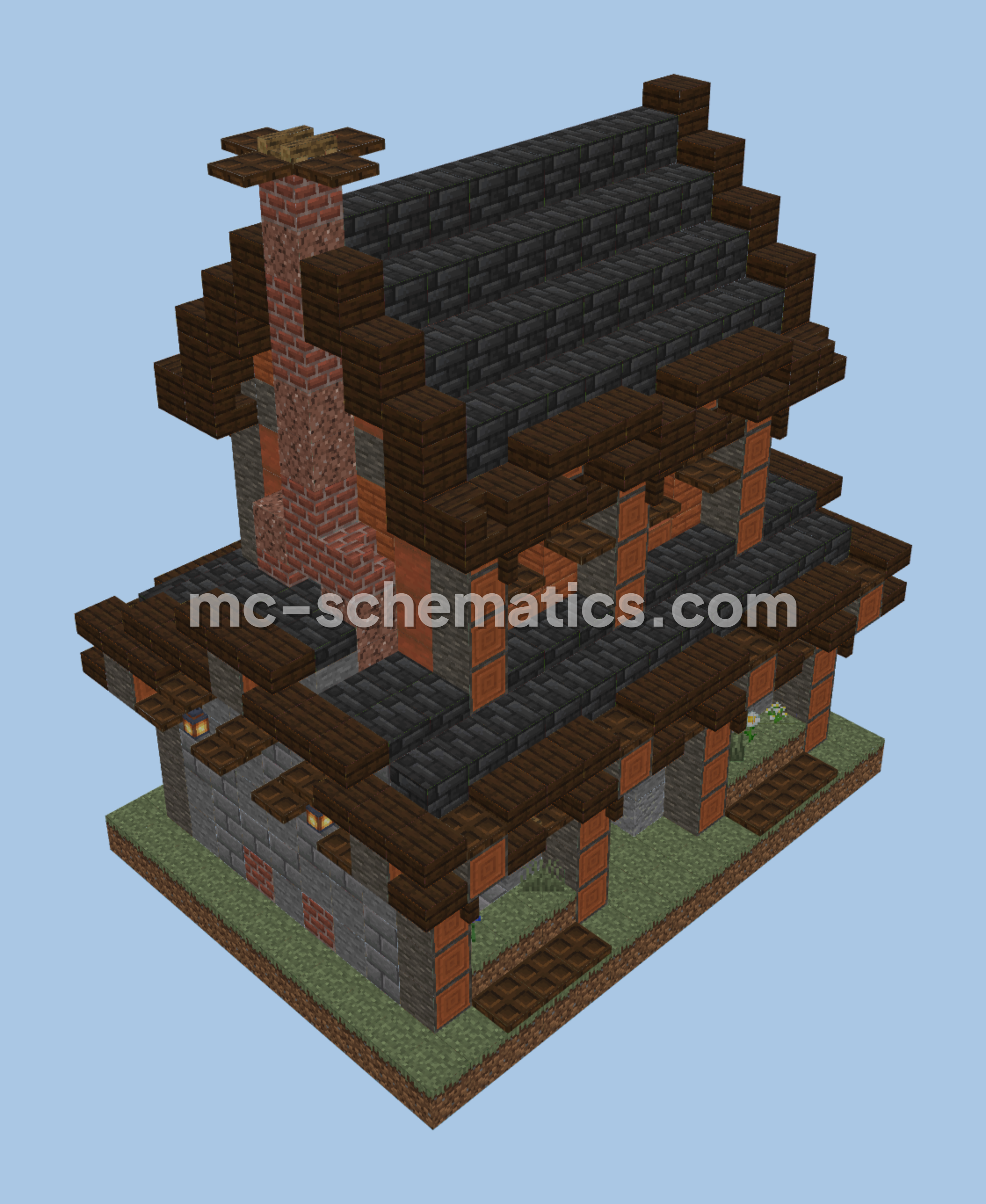 Medieval Two-Story Home Design Minecraft schematic