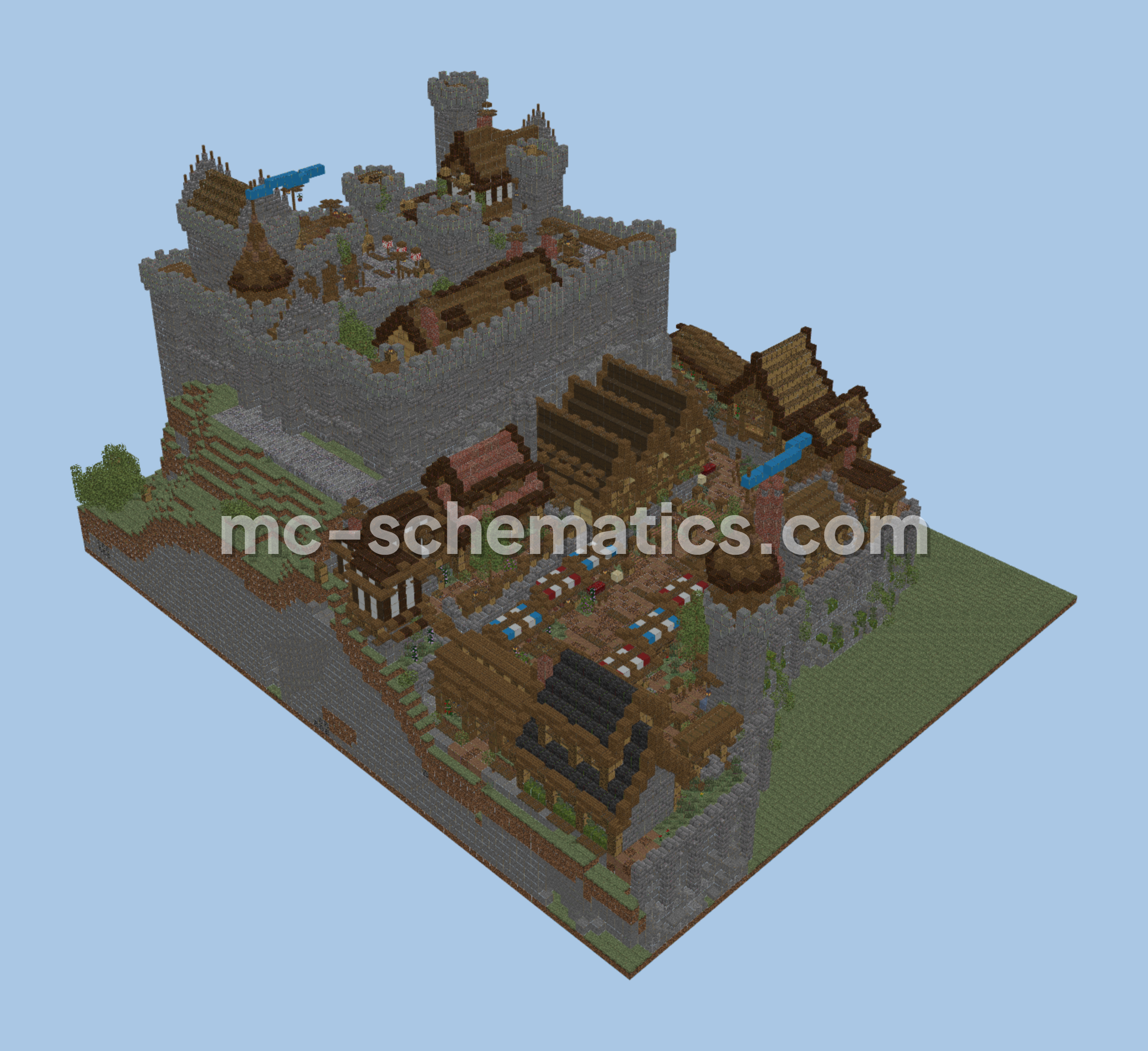 Medieval Village Fortress Minecraft schematic preview