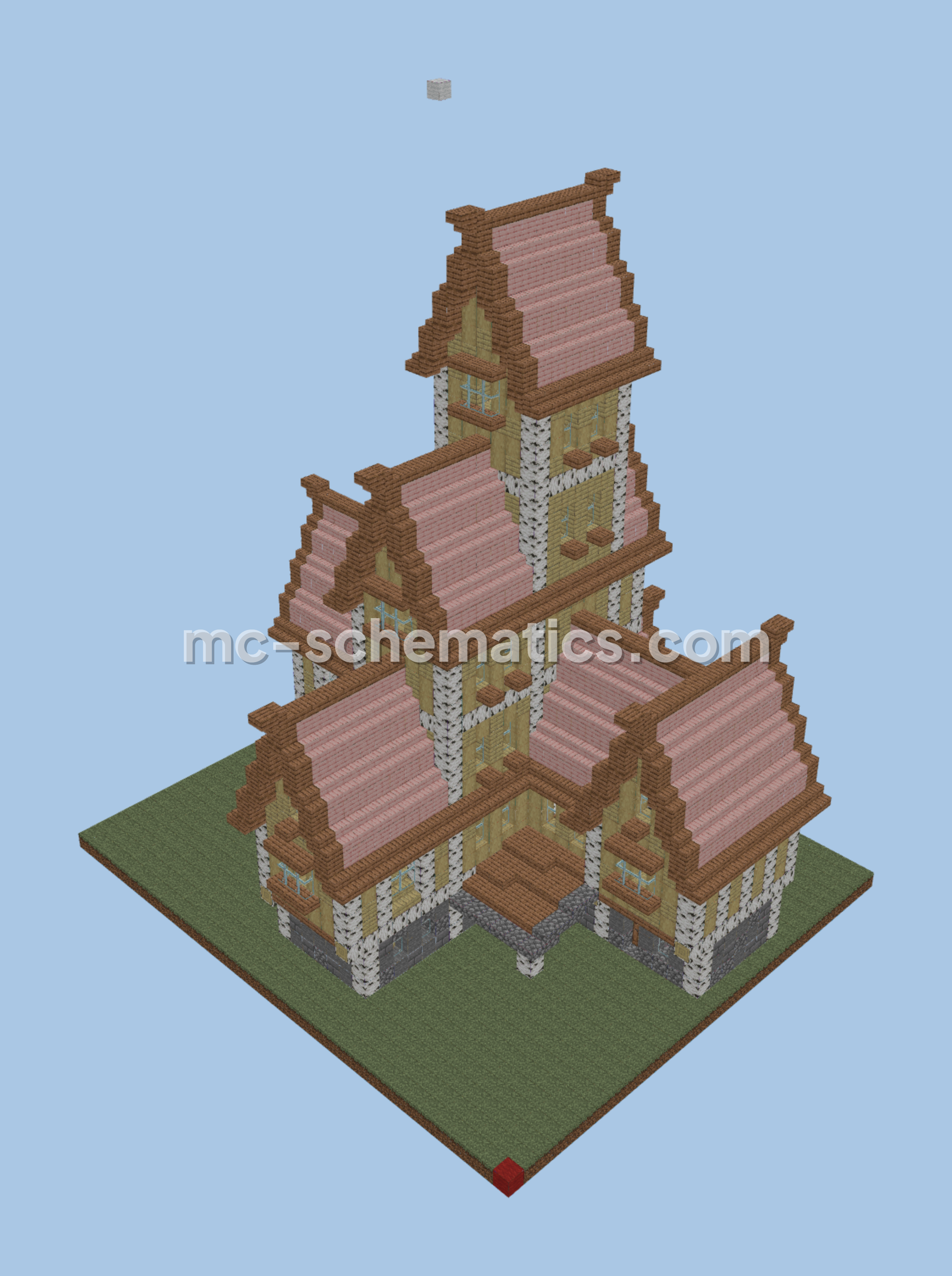 Medieval Oak Log Village House Minecraft schematic preview