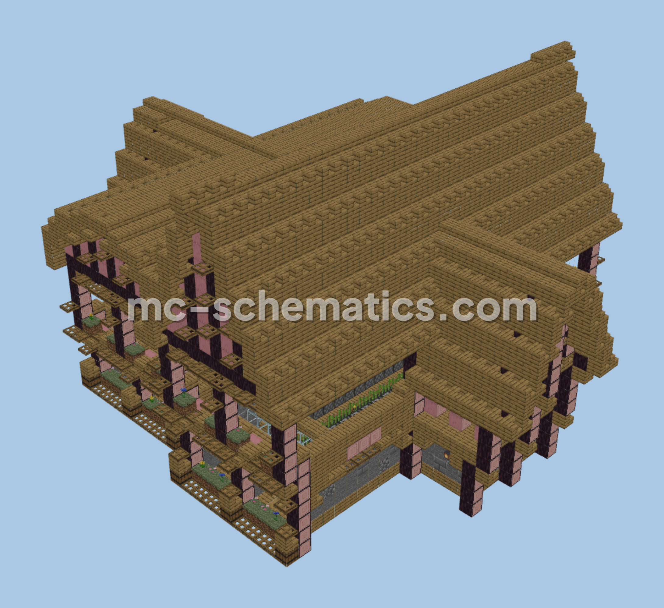 Medieval Warehouse Sugar Cane Farm Minecraft schematic preview