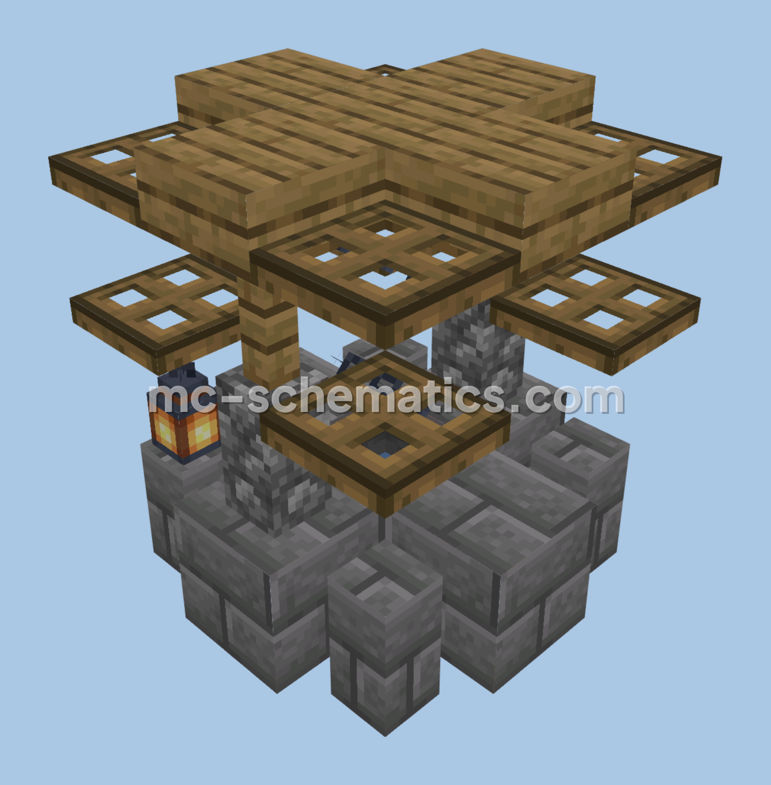 Medieval Well with Wooden Roof Minecraft schematic preview