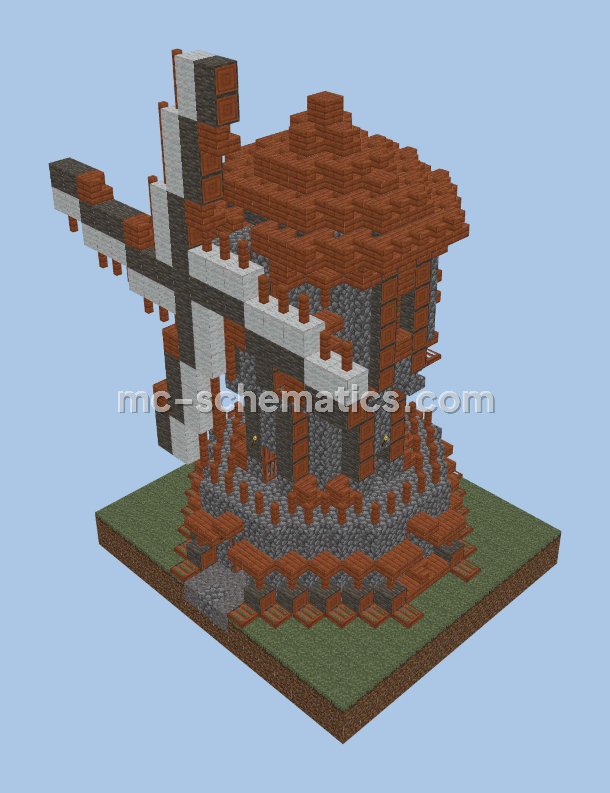 Medieval Windmill Structure Minecraft schematic preview