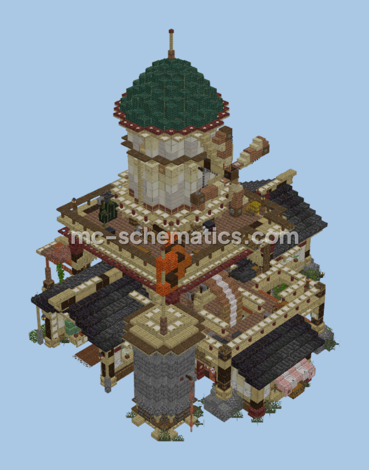 Medieval Windmill Workshop Structure Minecraft schematic preview