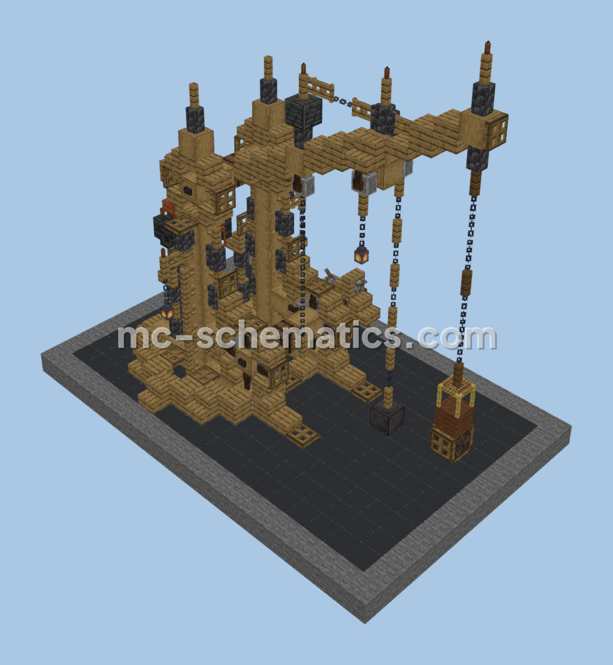 Medieval Wooden Crane Structure Minecraft schematic preview