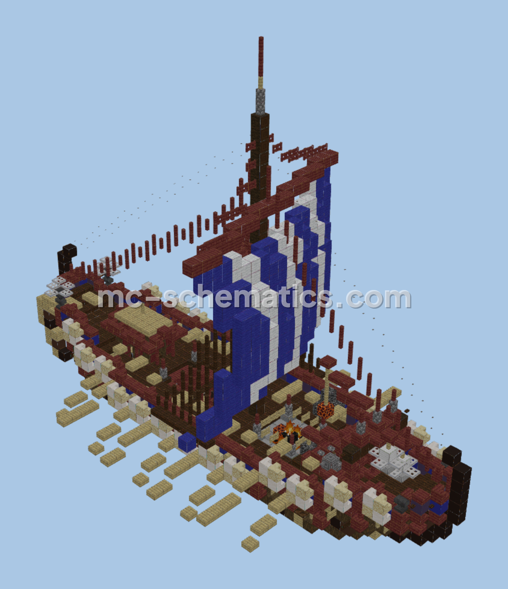 Medieval Wooden Ship Structure Minecraft schematic preview