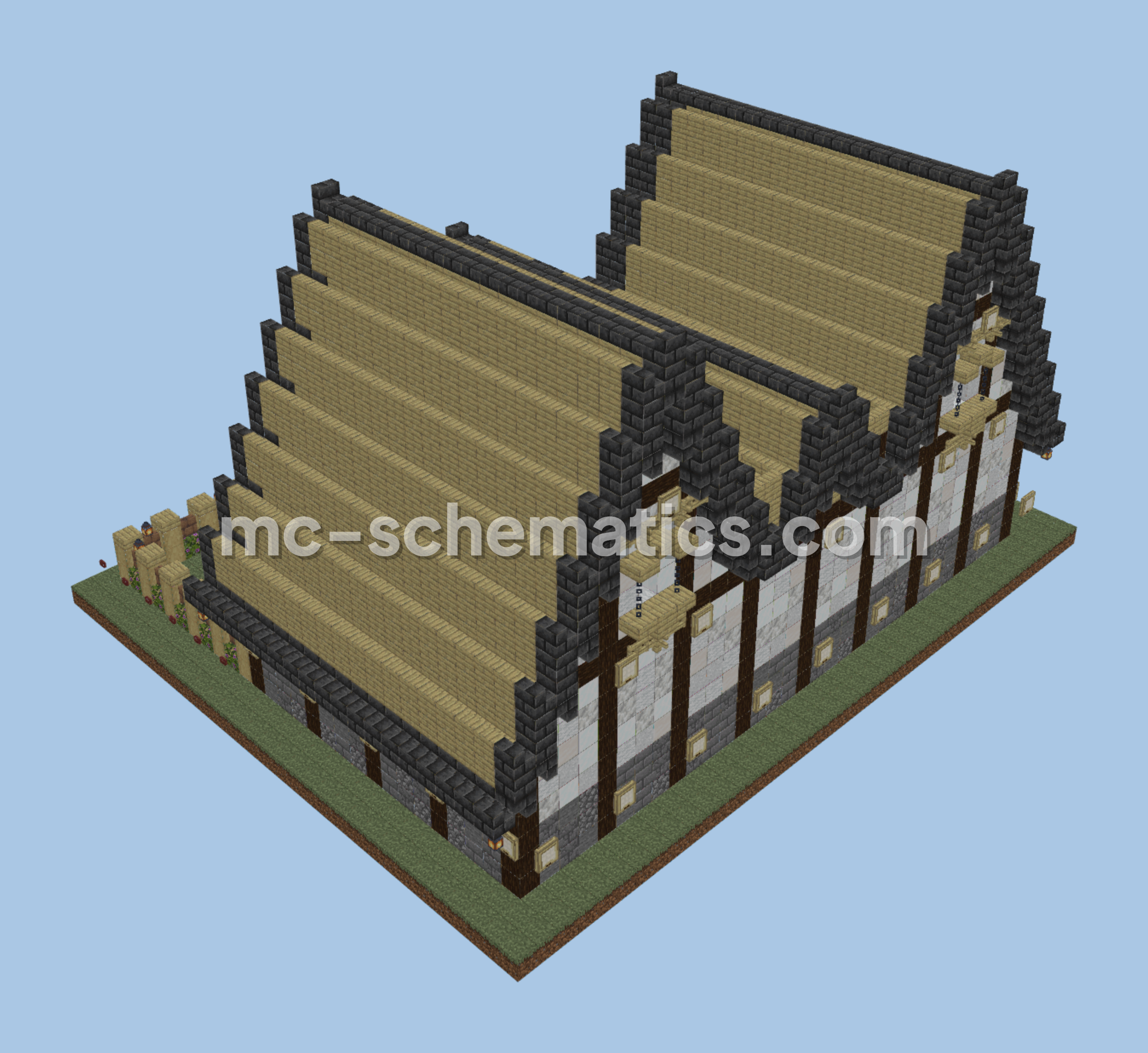 Medium Medieval House with Double Storage Minecraft schematic
