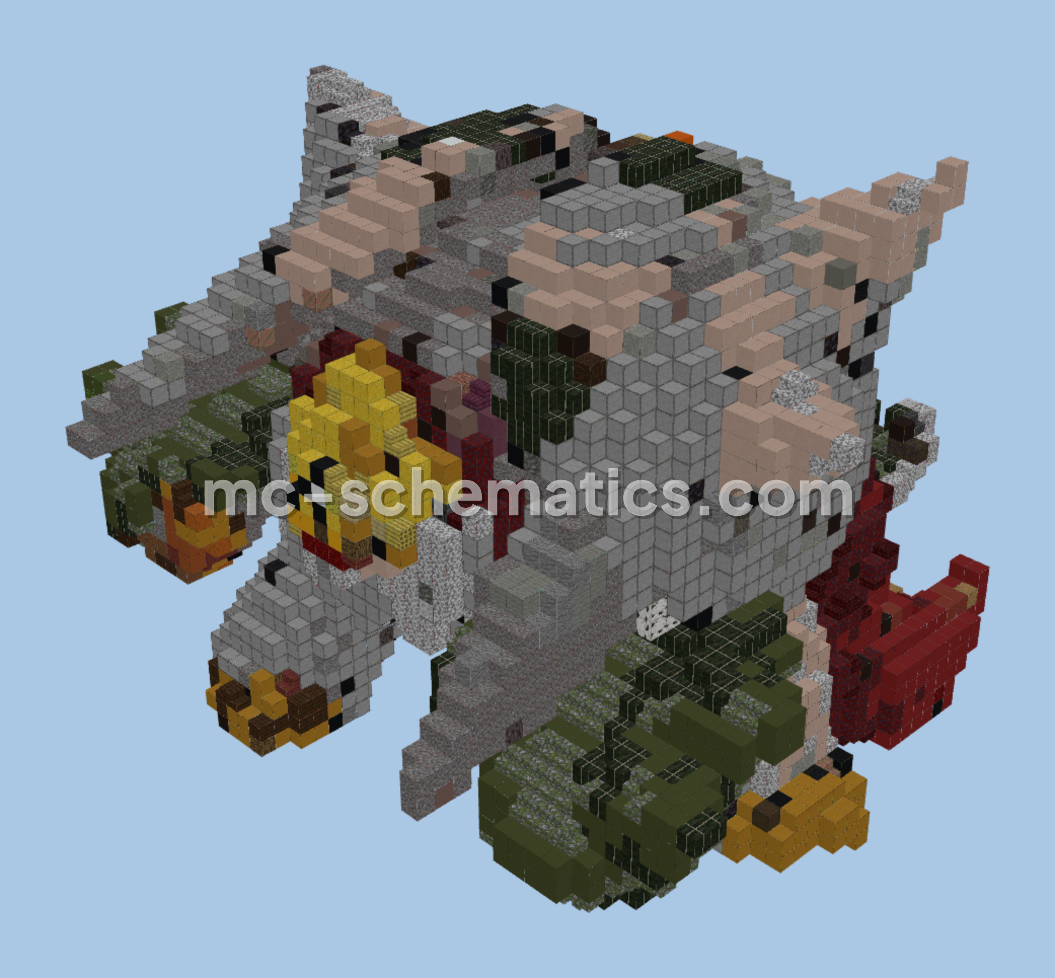 Mega Chesnaught Pokemon Structure Minecraft schematic preview
