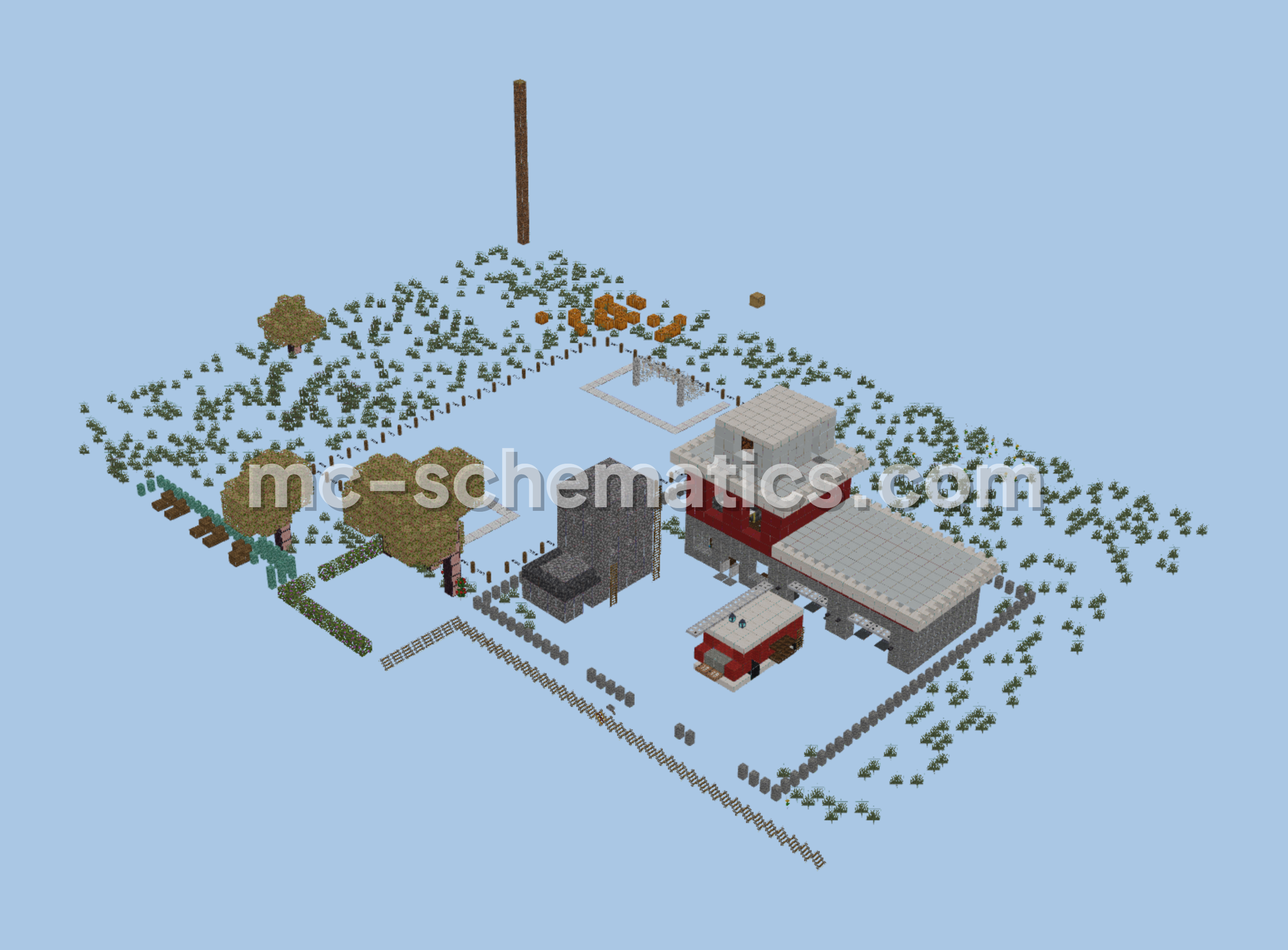 Minecraft Fire Station and Football Field Minecraft schematic preview