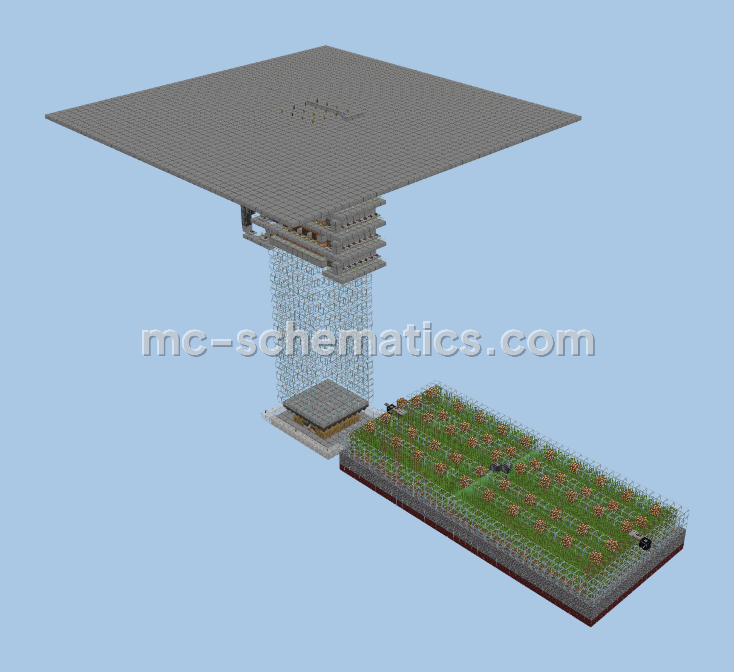 Mob and Sugar Cane Farm Minecraft schematic preview