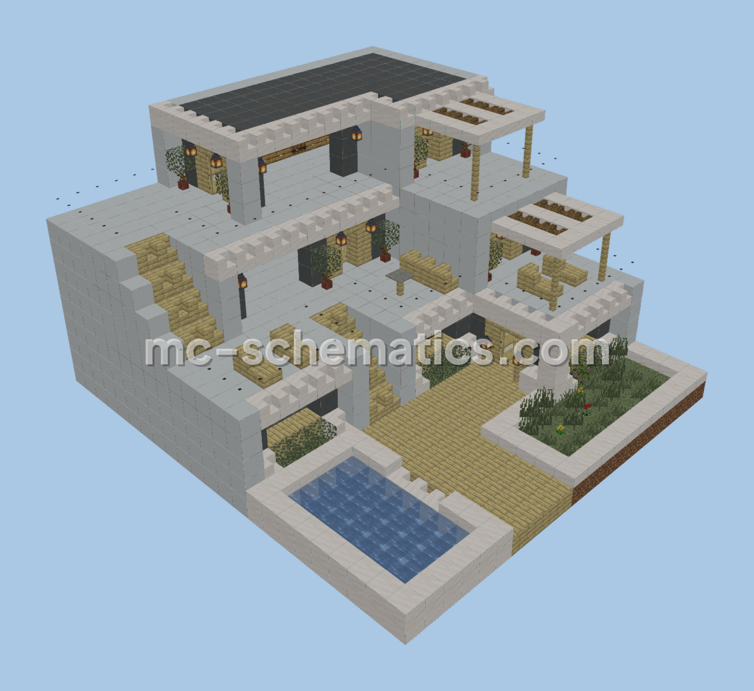 Modern 3-Story House (21x23) Minecraft schematic
