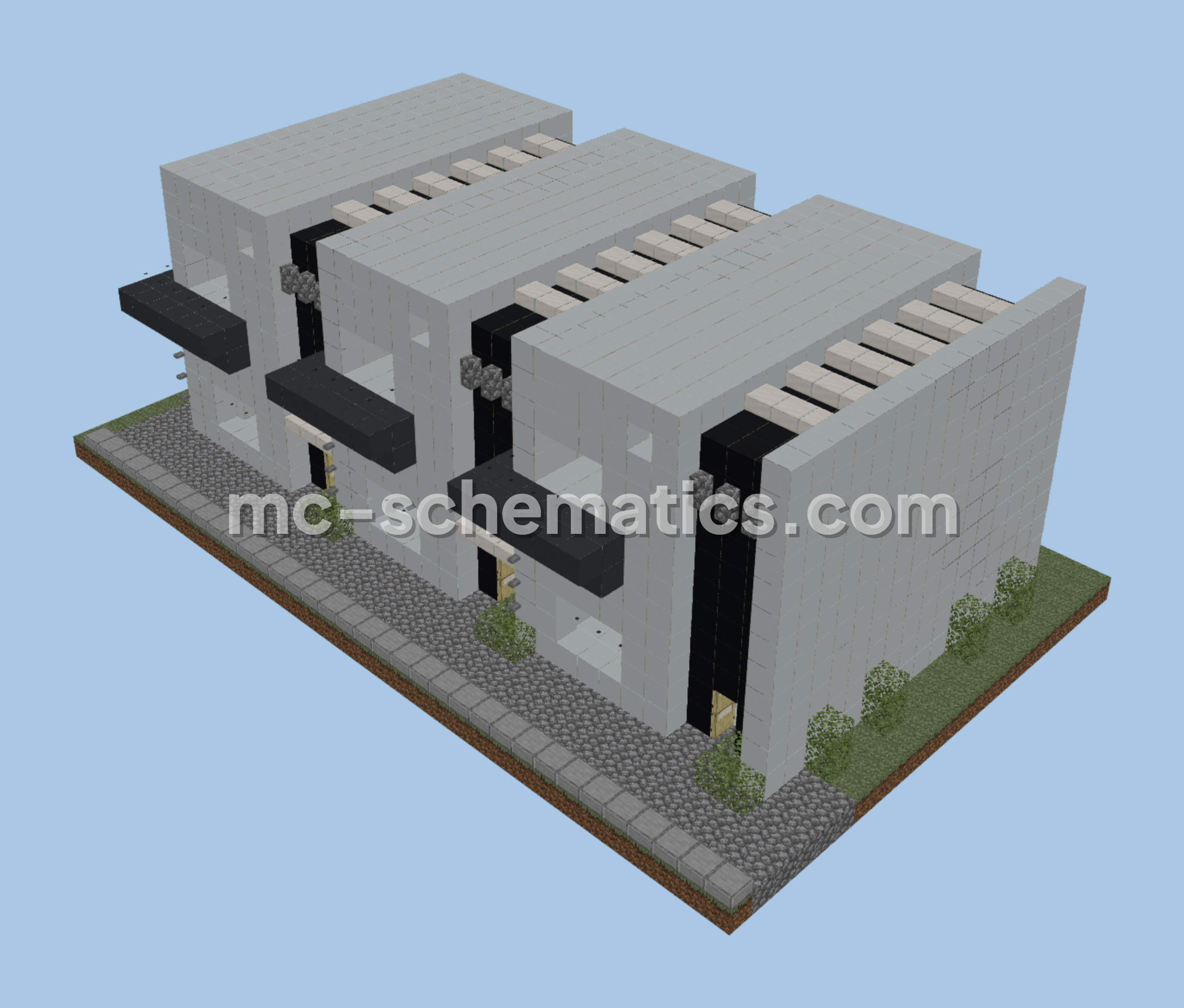 Modern Apartment Block - White Concrete Minecraft schematic preview