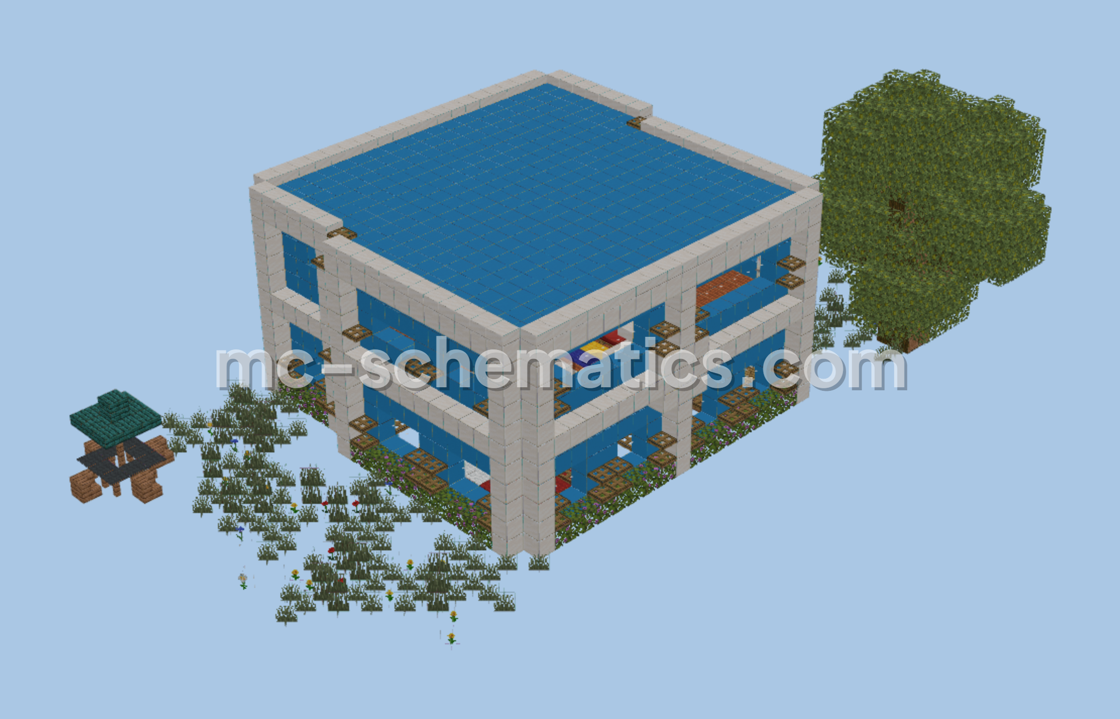 Modern Blue House Minecraft schematic preview