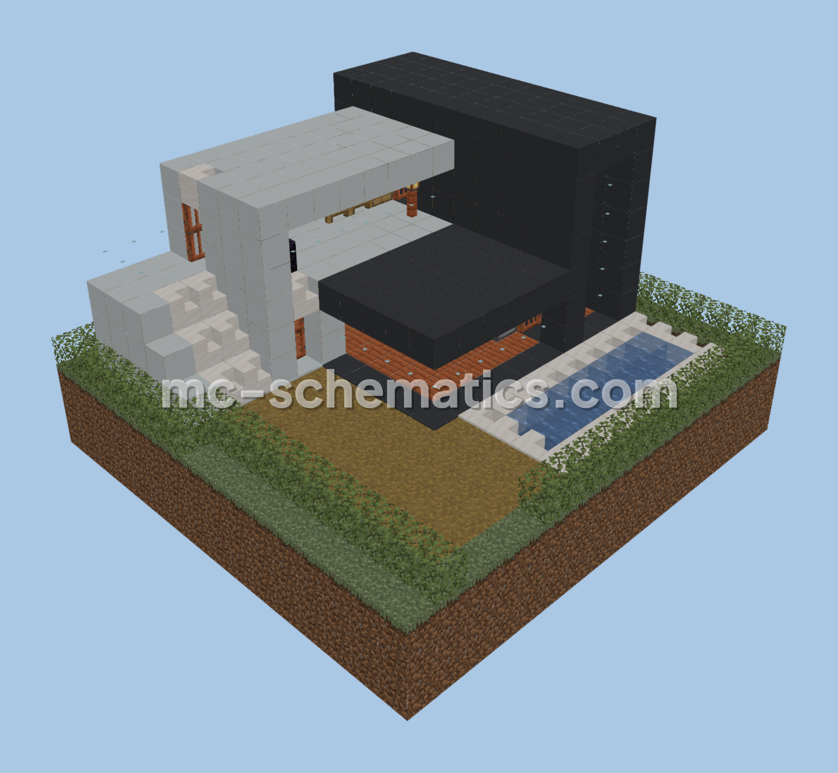 Modern Concrete House With Pool Minecraft schematic preview