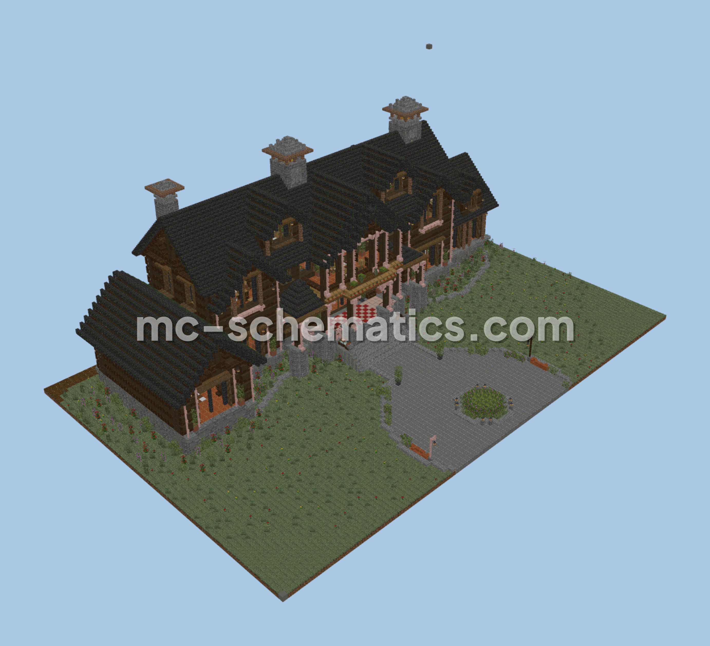 Modern Forest Mansion Survival Mega Base Minecraft schematic