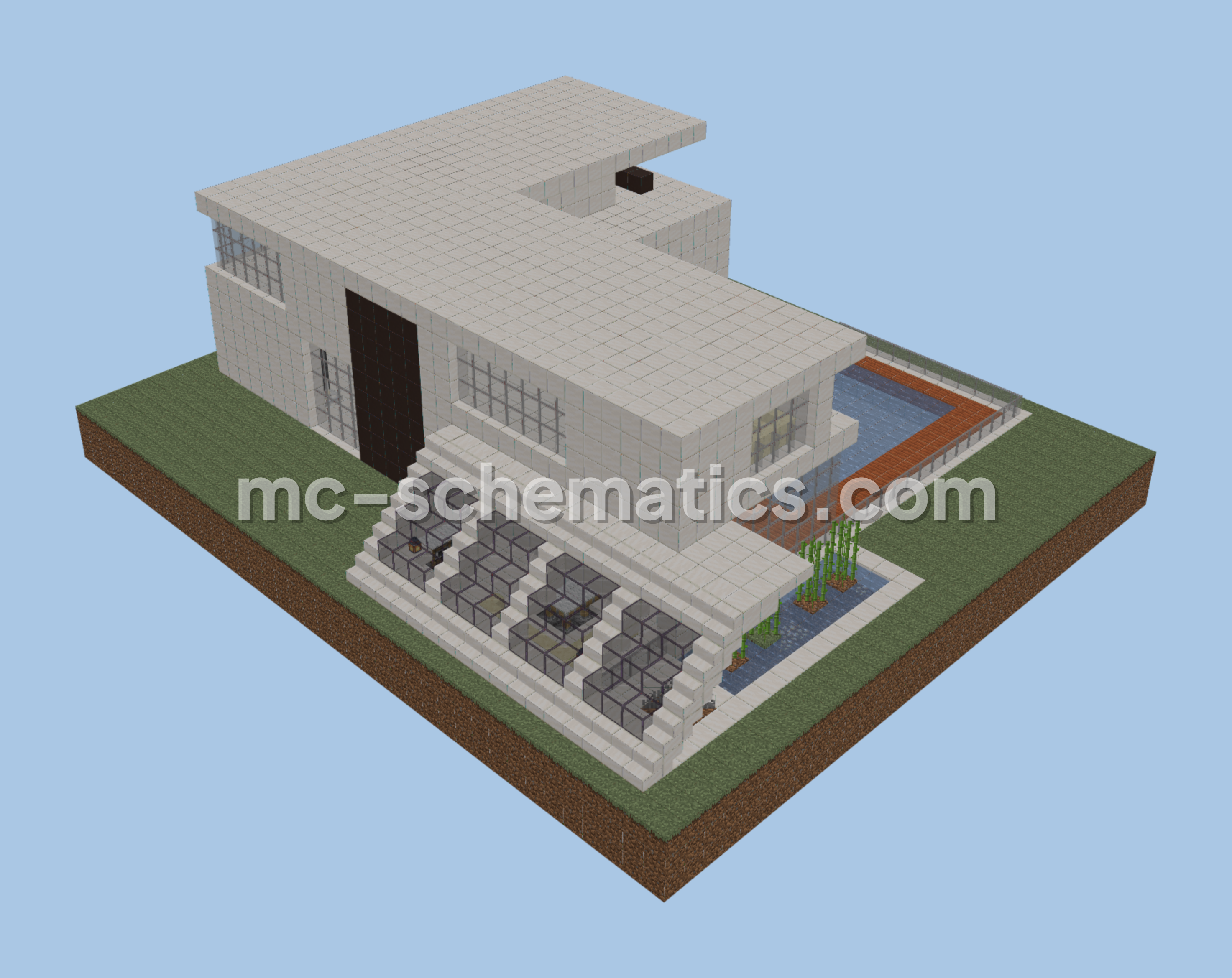 Modern Home With Pool Minecraft schematic preview