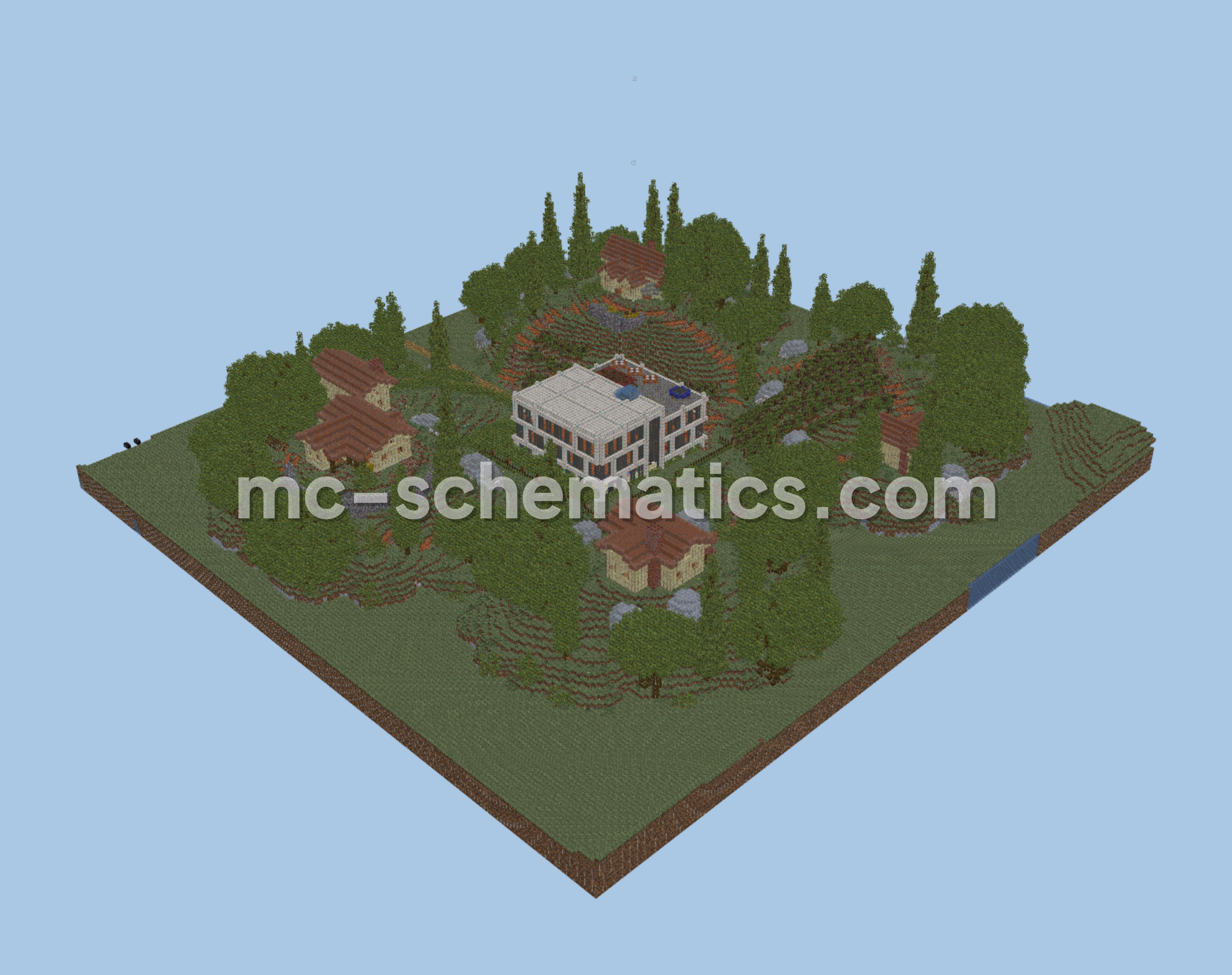 Modern Italian Vineyard Mansion Minecraft schematic preview