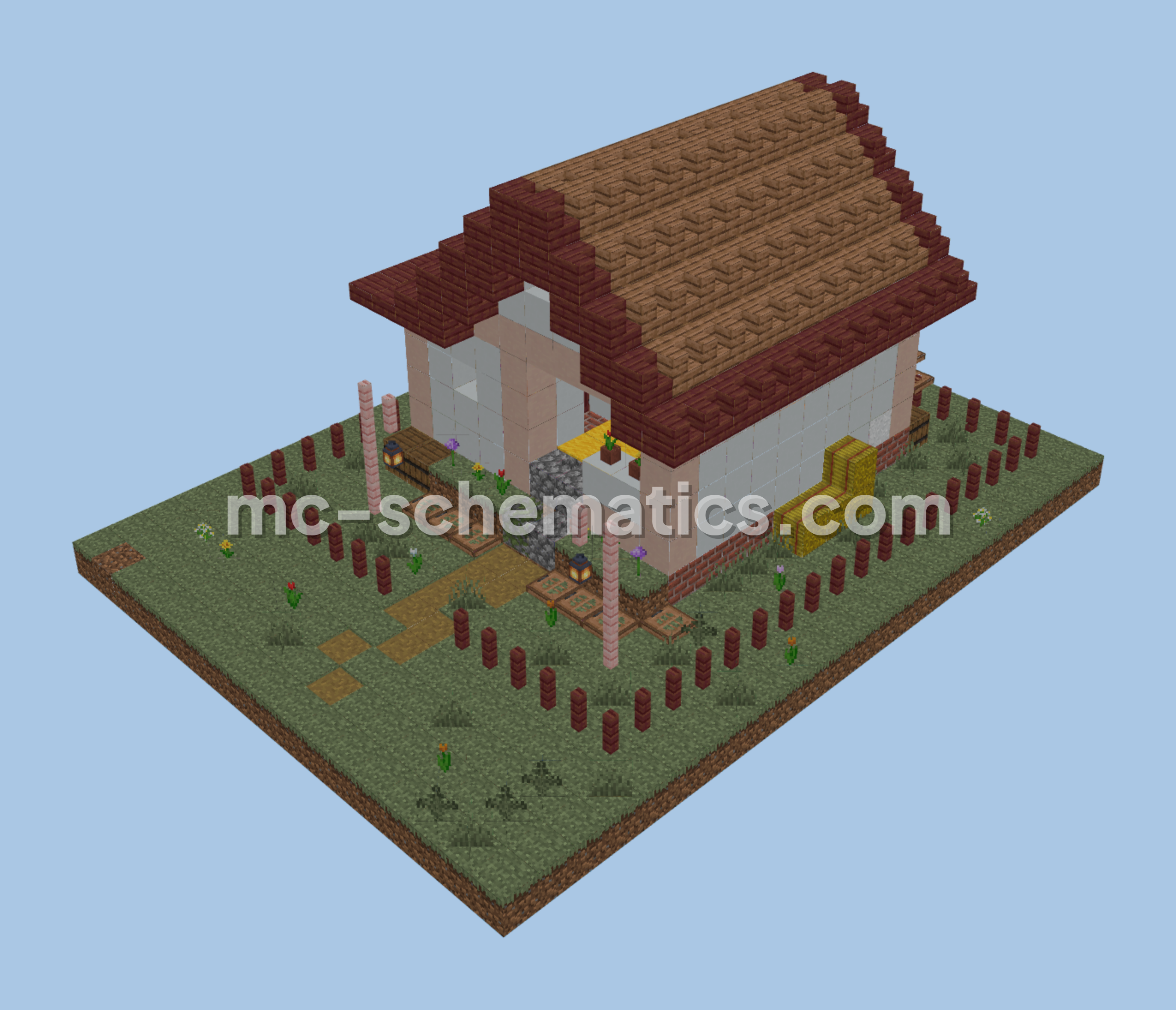 Modern Orange White House Build Minecraft schematic preview
