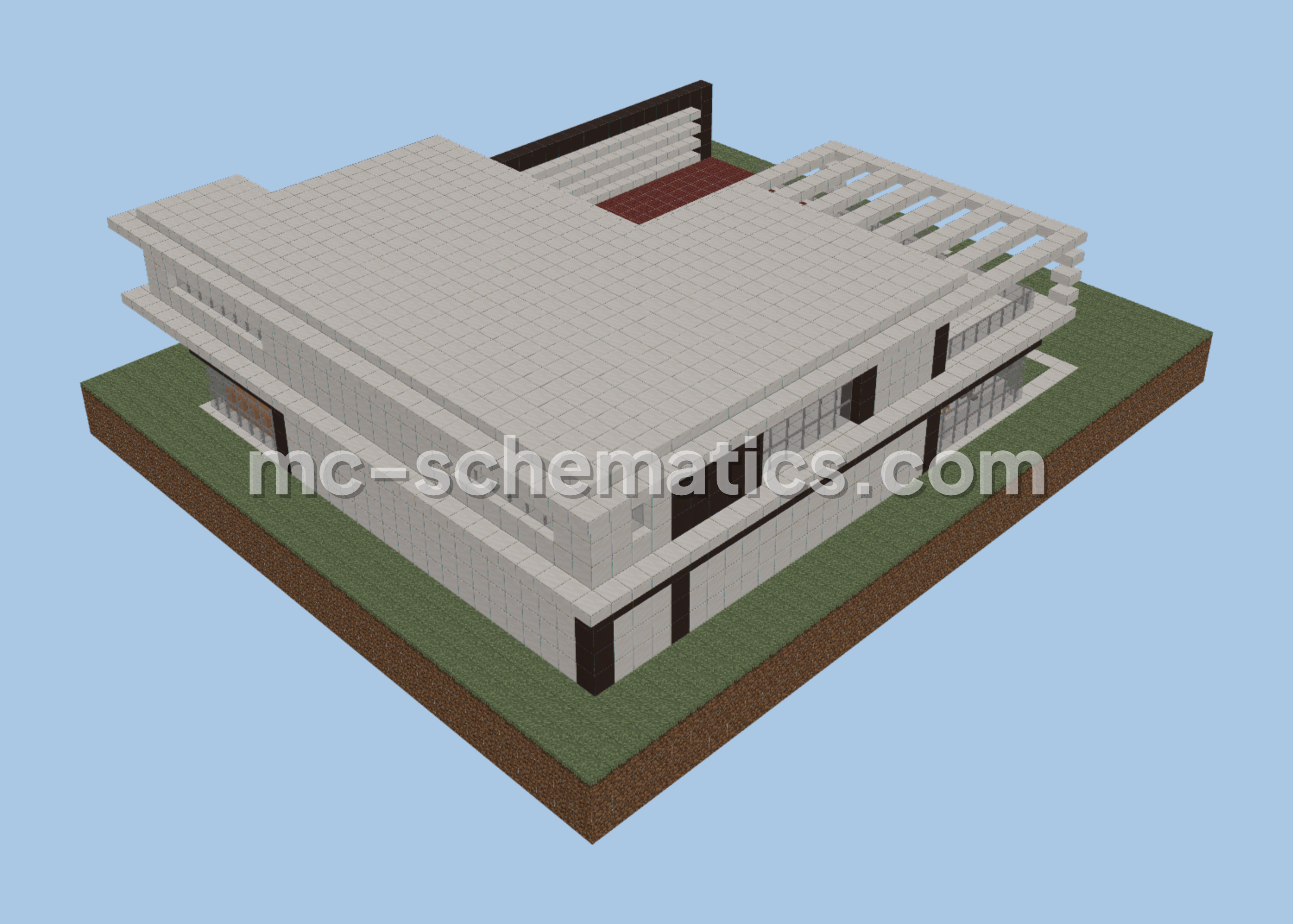 Modern Quartz Home With Pool Minecraft schematic preview