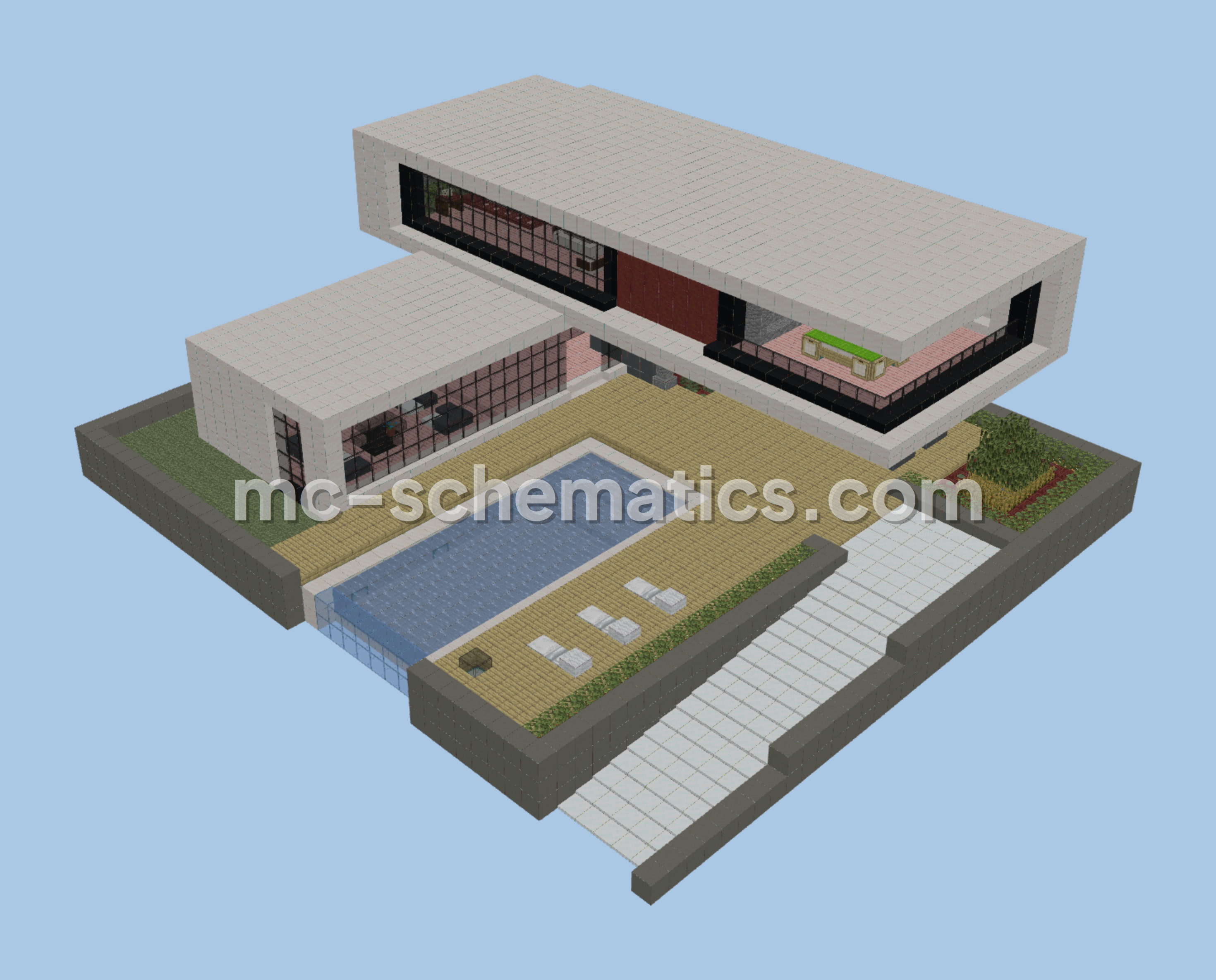 Modern Quartz Mansion 41x37 Minecraft schematic preview