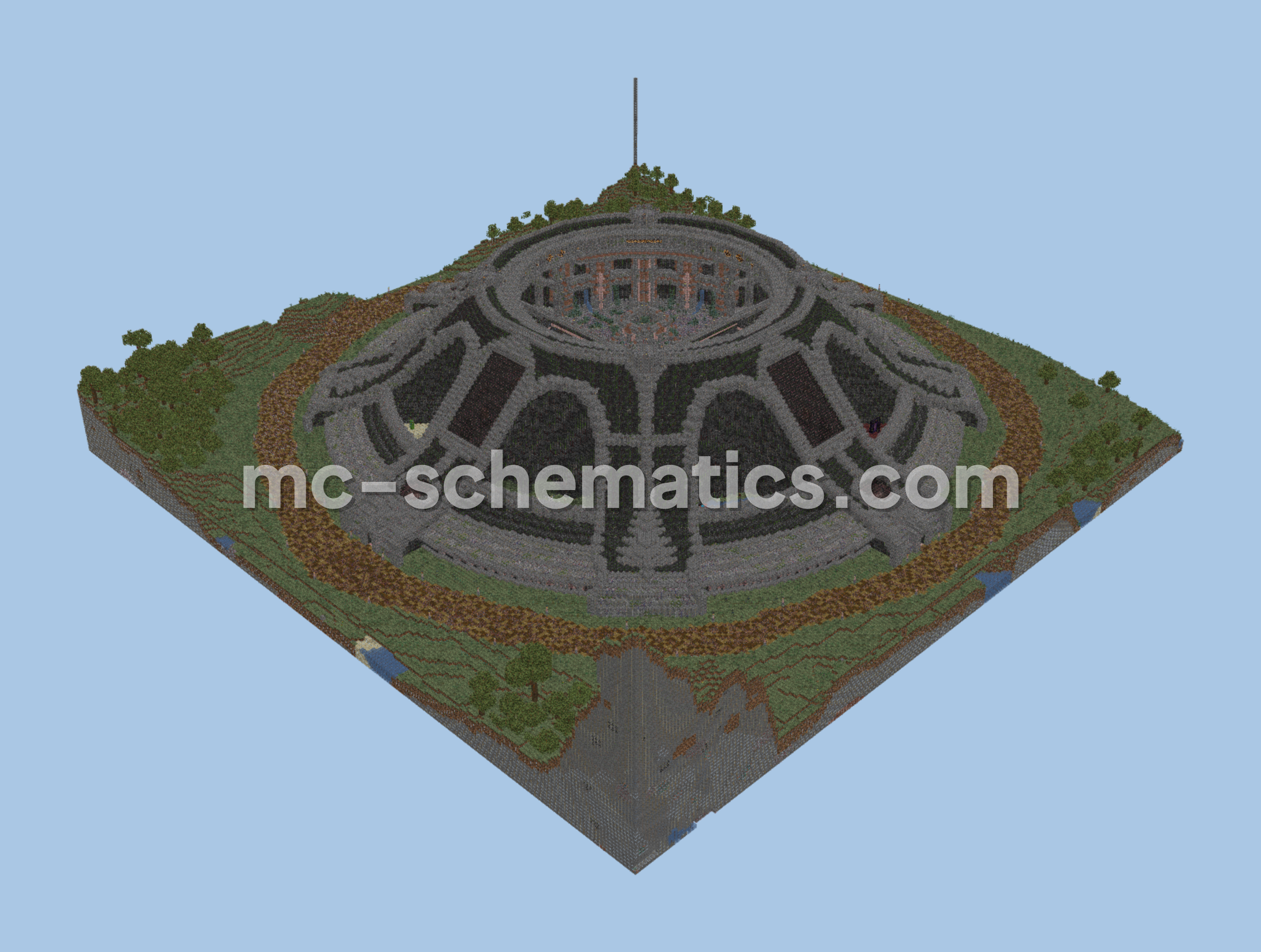 Modern Survival Base with Integrated Farms and Lower Level Minecraft schematic