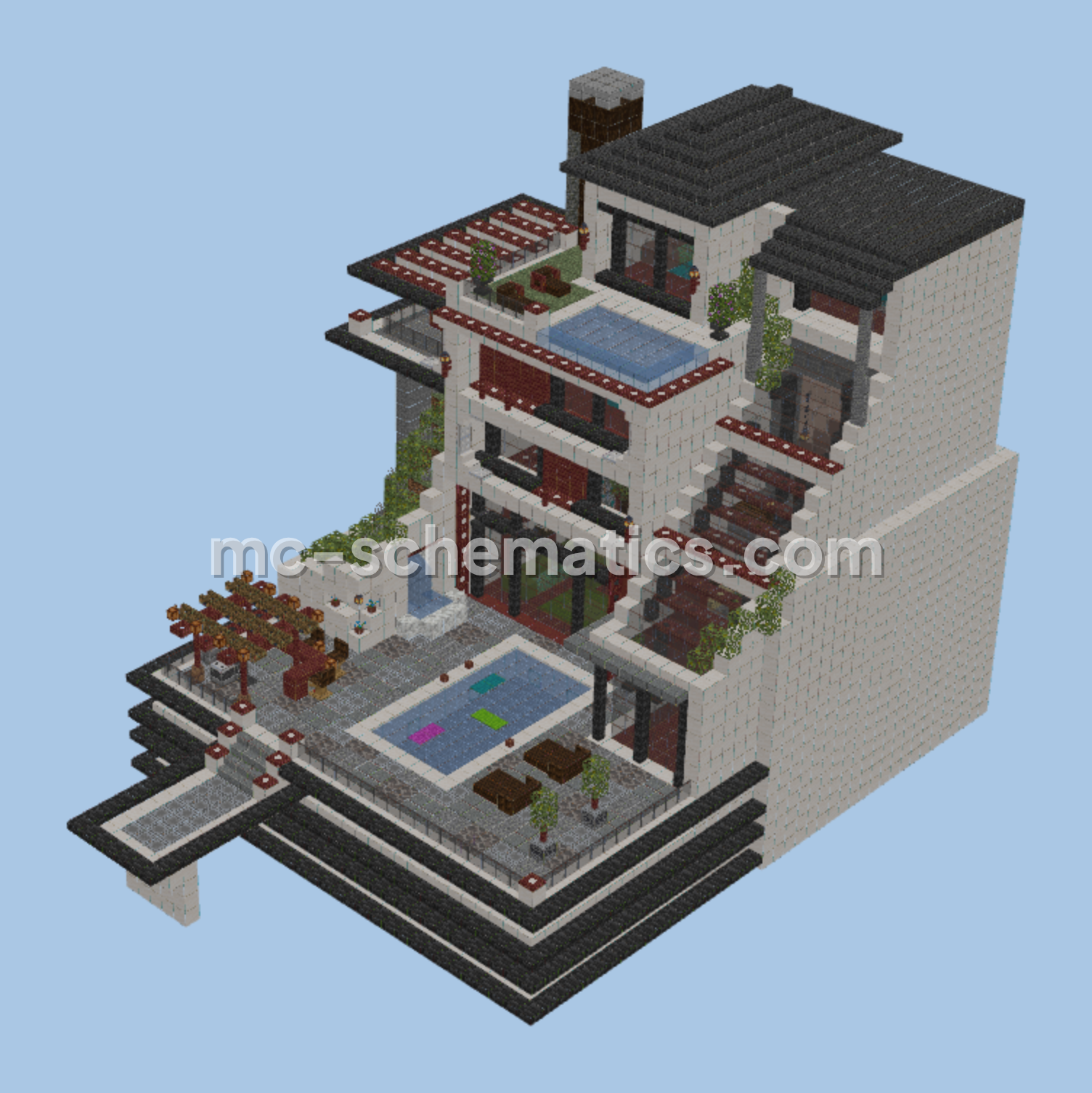 Modern Survival House: Large Scale Build Minecraft schematic