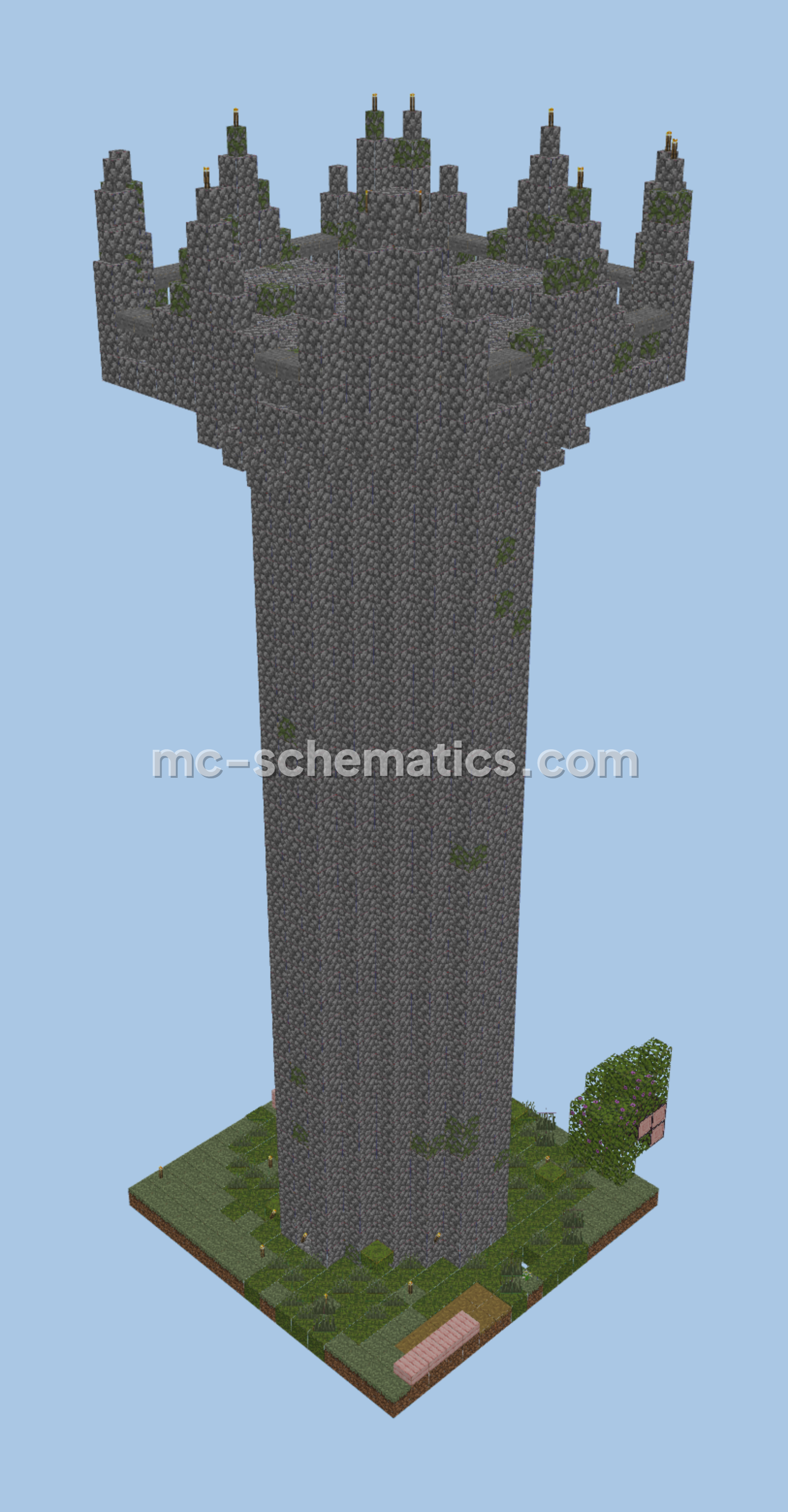 Mossy Cobblestone Tower Minecraft schematic preview