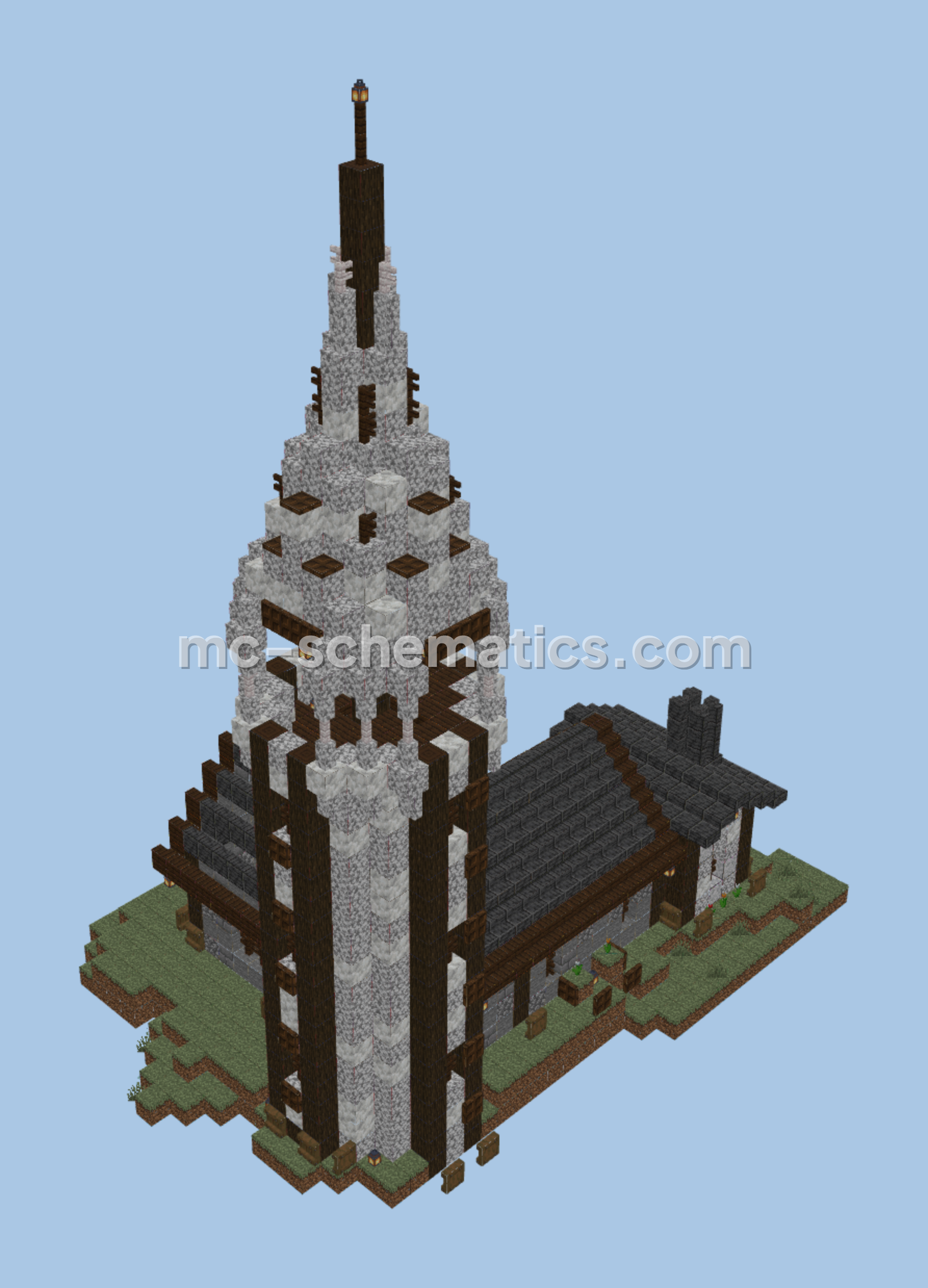 Mountain Base with Lookout Tower Minecraft schematic preview