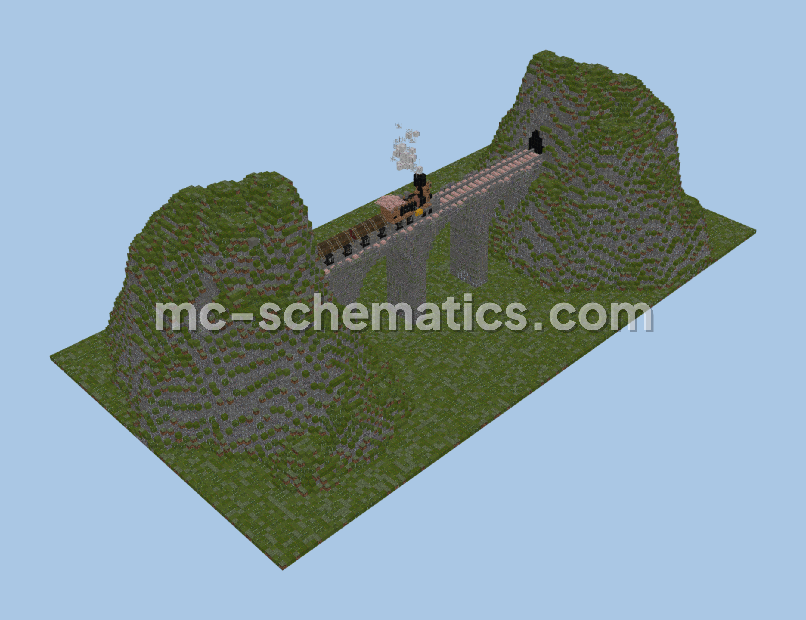 Mountain Train Bridge Minecraft schematic preview