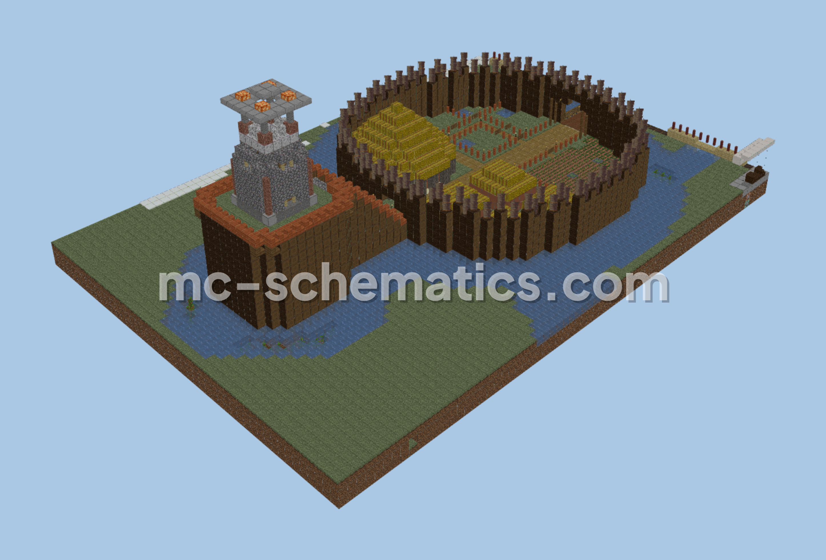 Native American Village with Watchtower Minecraft schematic preview