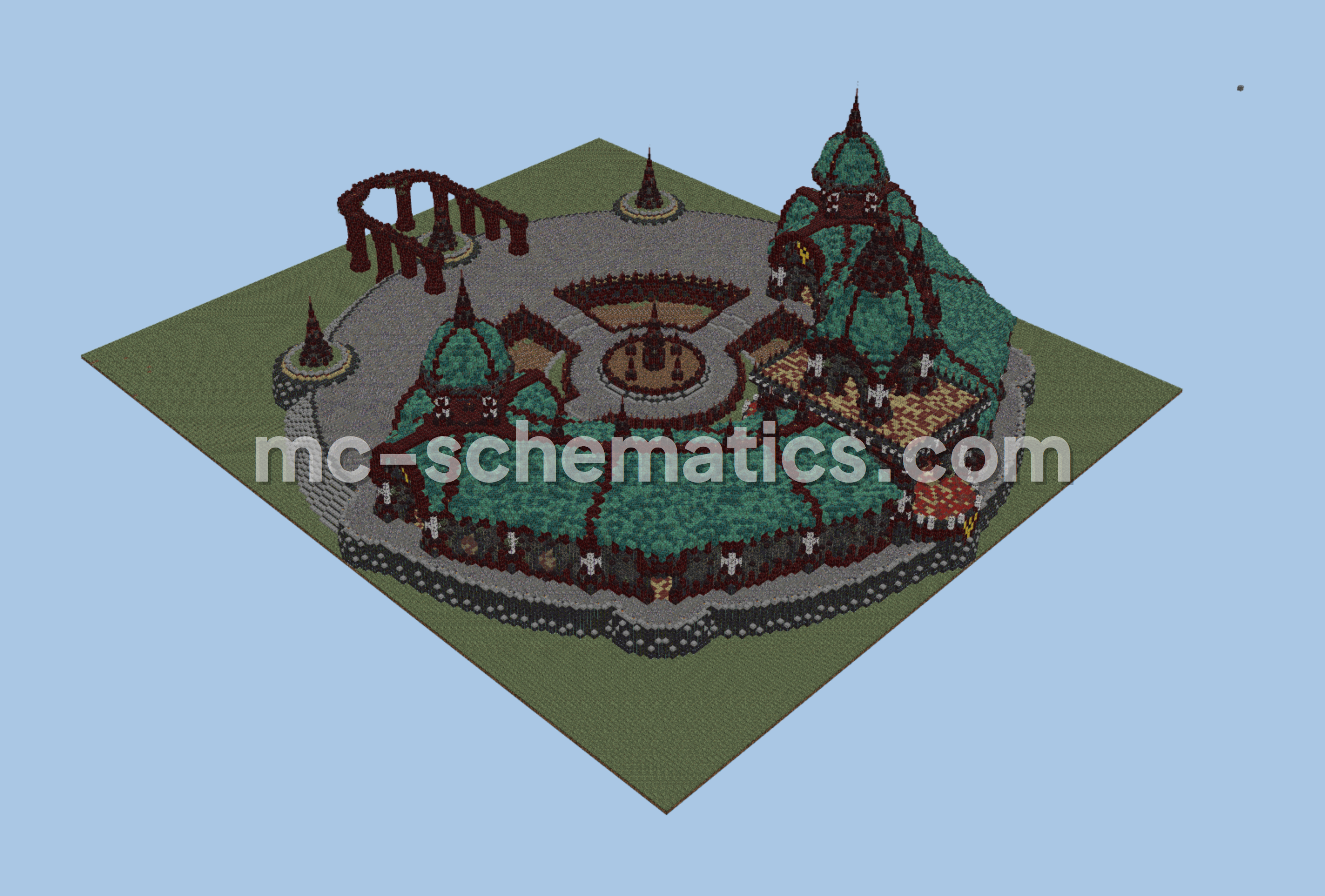 Nether Castle Base Structure Minecraft schematic preview