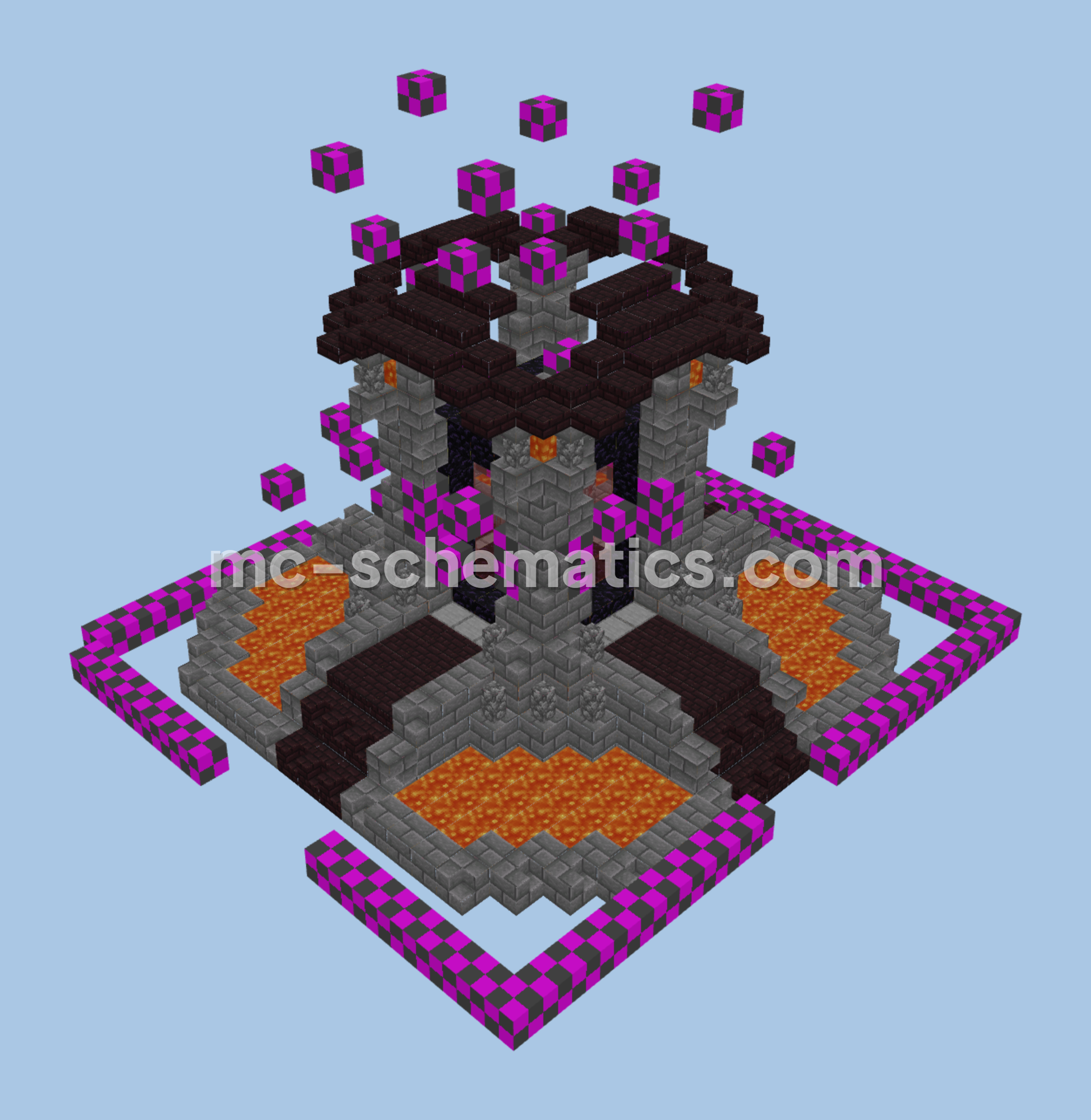Nether Portal Structure - Cracked Stone Bricks Minecraft schematic preview