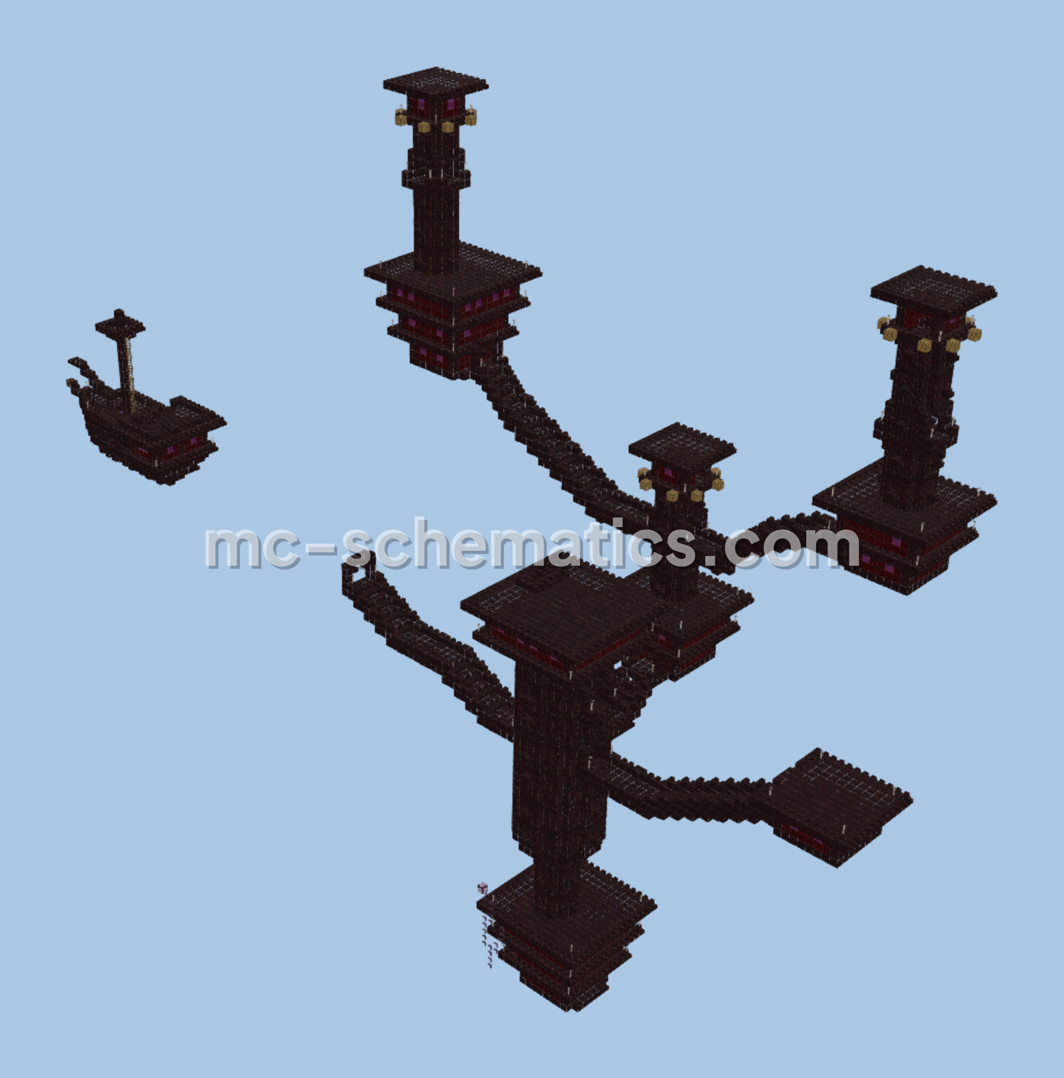 Nether Themed End City Structure Minecraft schematic preview