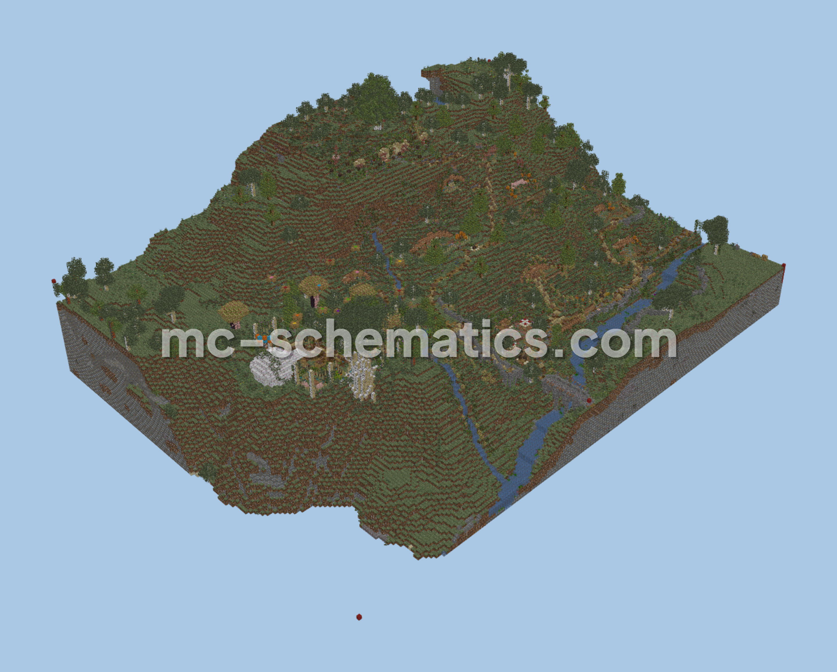 Lord Of The Rings Hobbiton Village Build Minecraft schematic preview