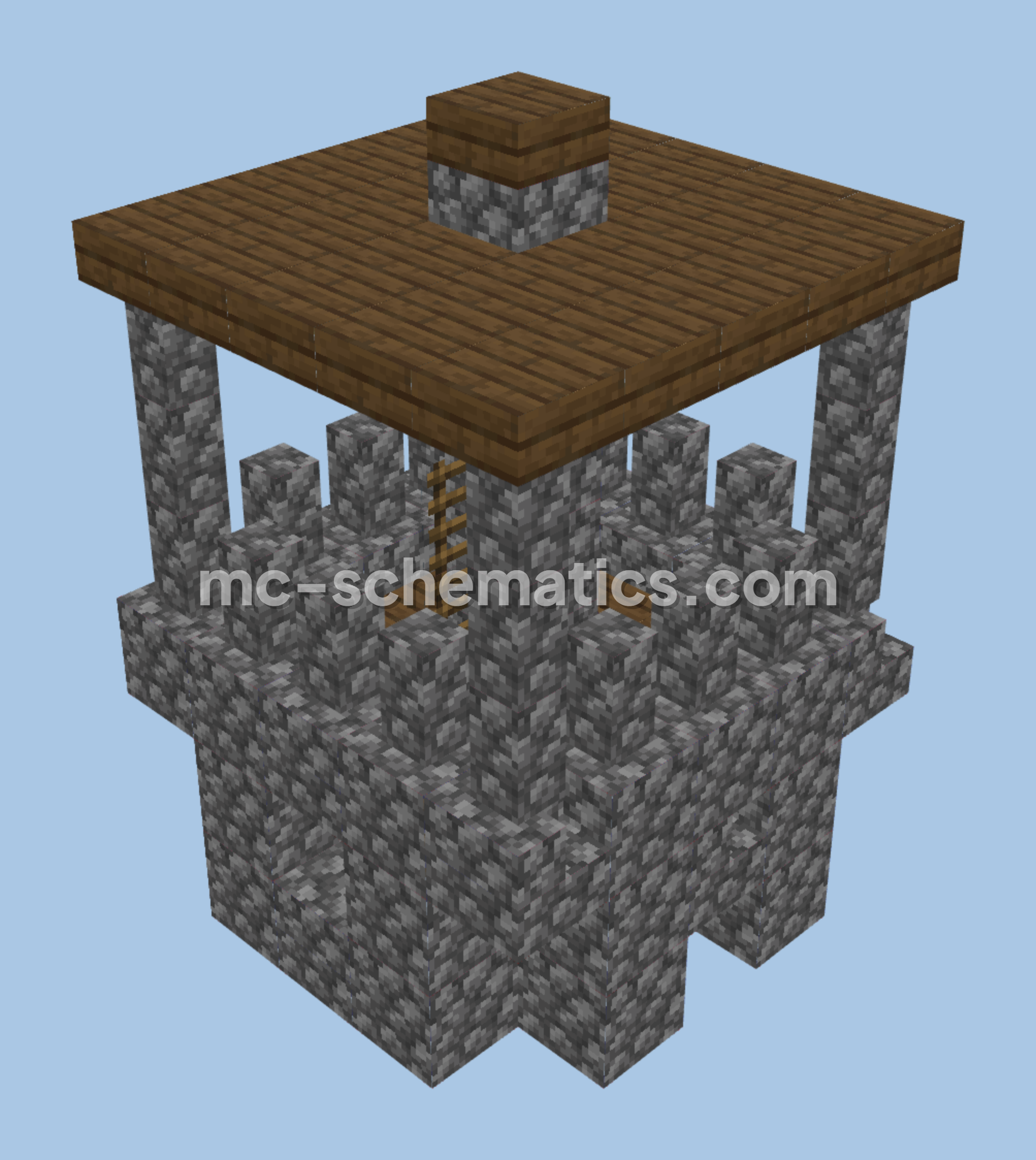 Oak Tower Topper Section Minecraft schematic preview