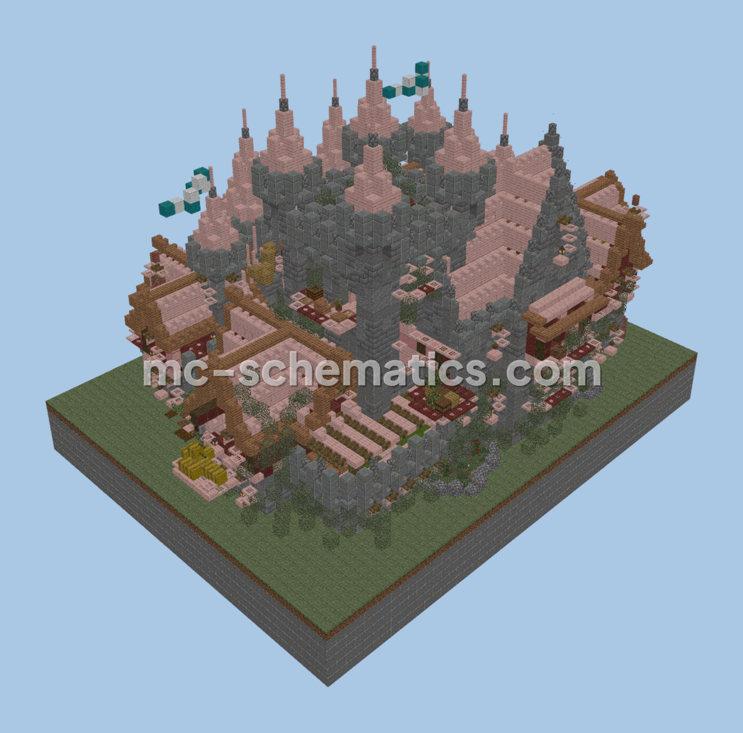 Overgrown Castle With Interior Minecraft schematic