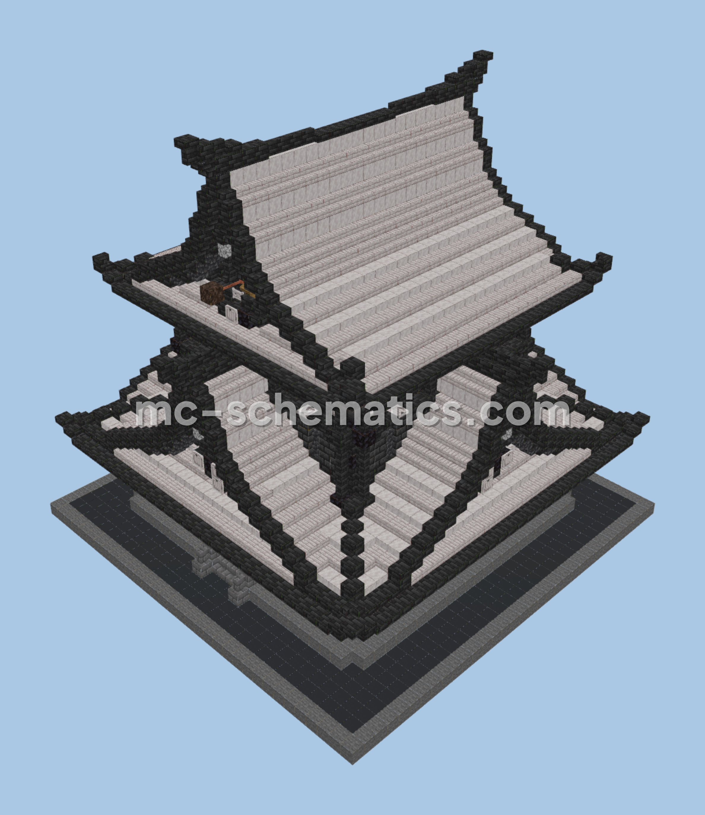 Pale Oak Japanese Temple Structure Minecraft schematic preview