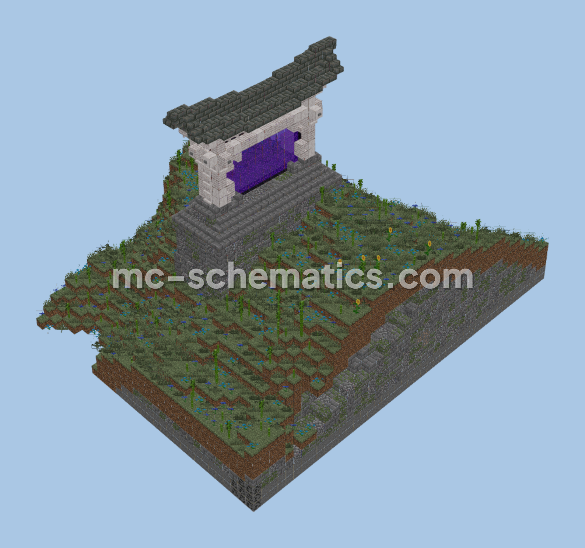 Pale Oak Tuff Torii Gate Portal Structure Minecraft schematic