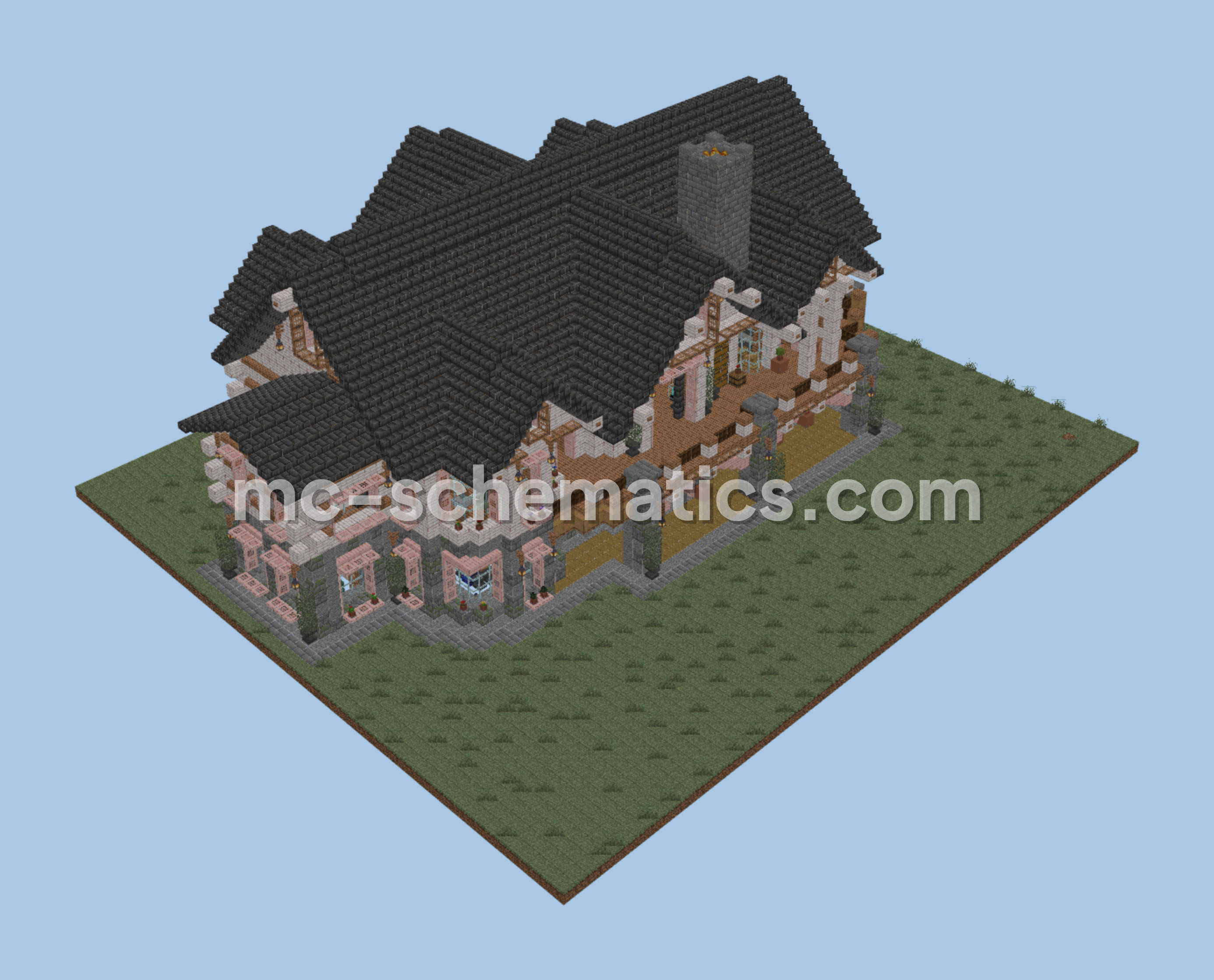 Paleoak Cabin With Detailed Interior Minecraft schematic preview