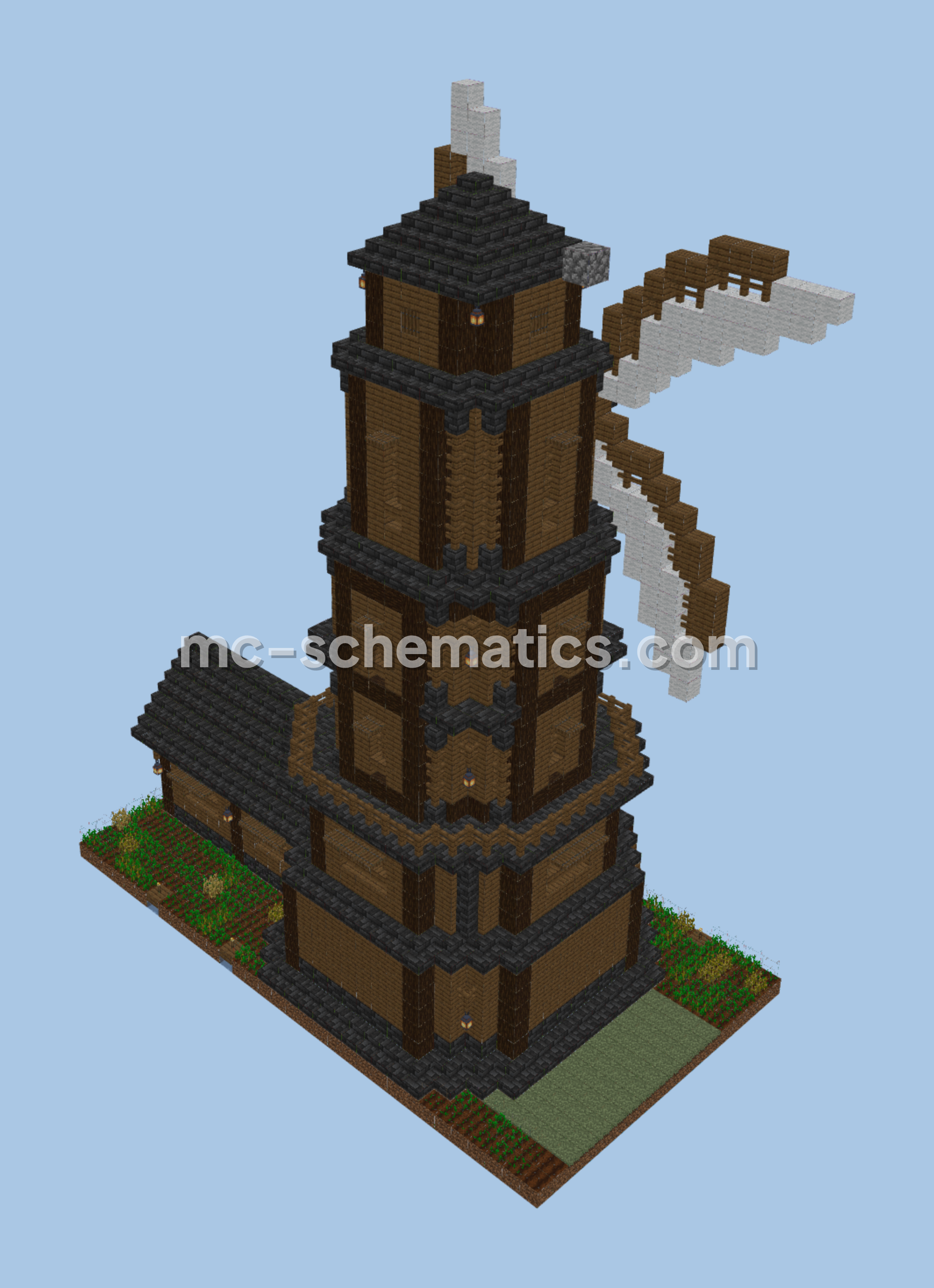 Pink Blossom Mill Minecraft schematic preview