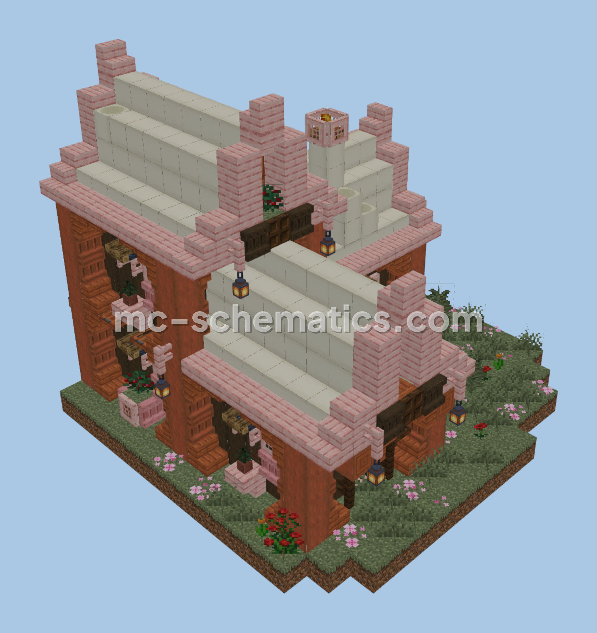 Pink Cottage House Design Minecraft schematic preview