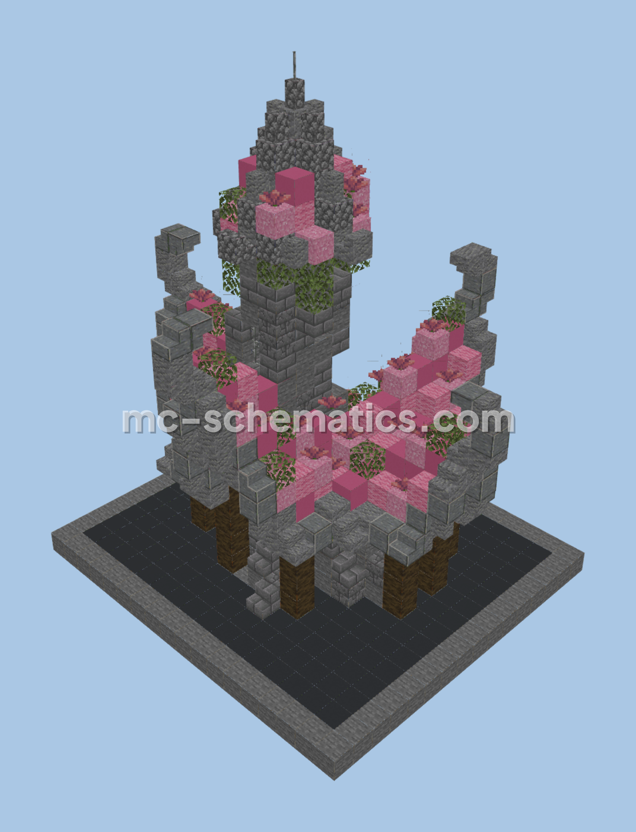 Pink Medieval Fantasy House 4 Minecraft schematic preview