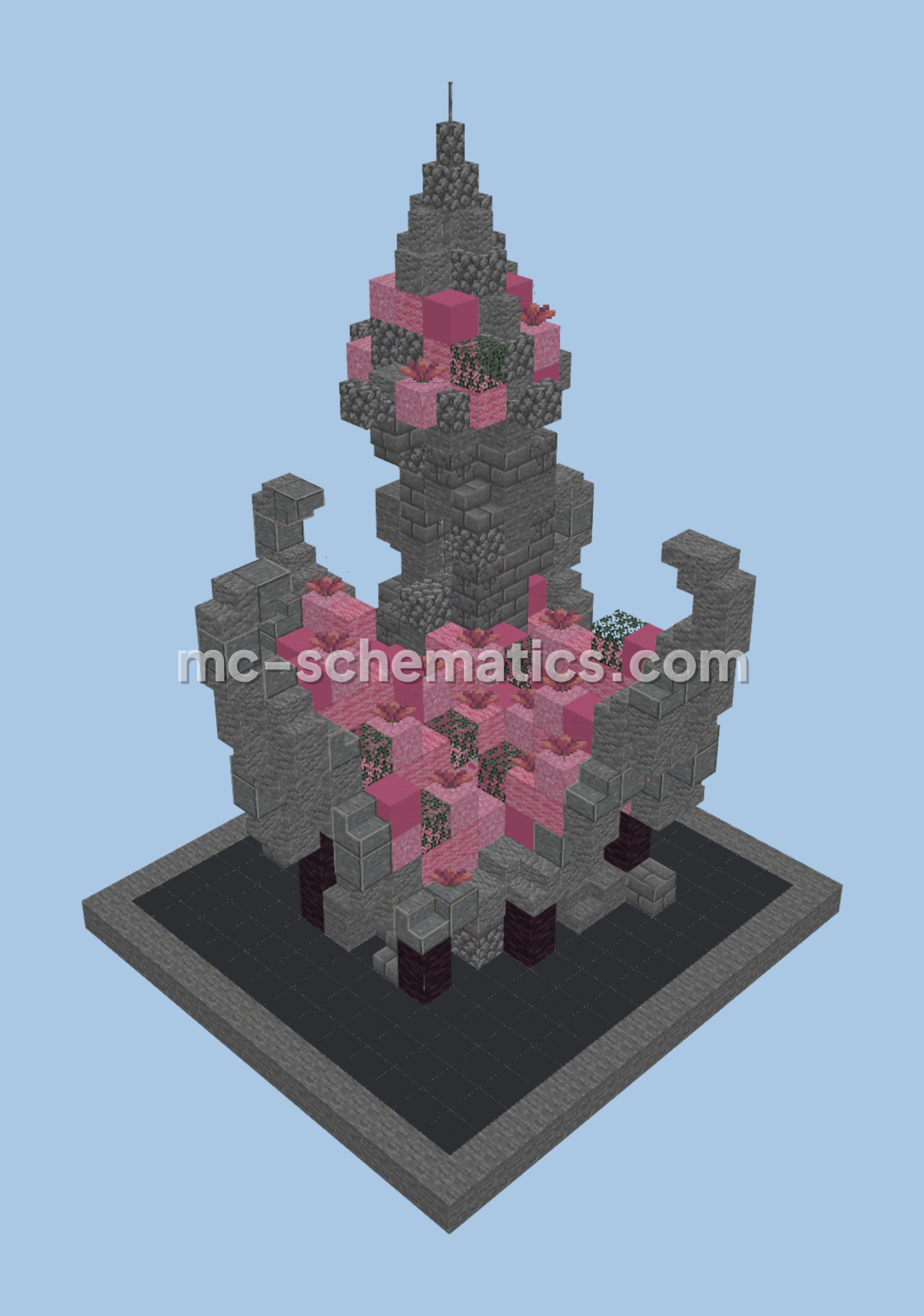 Pink Medieval Fantasy House Minecraft schematic preview